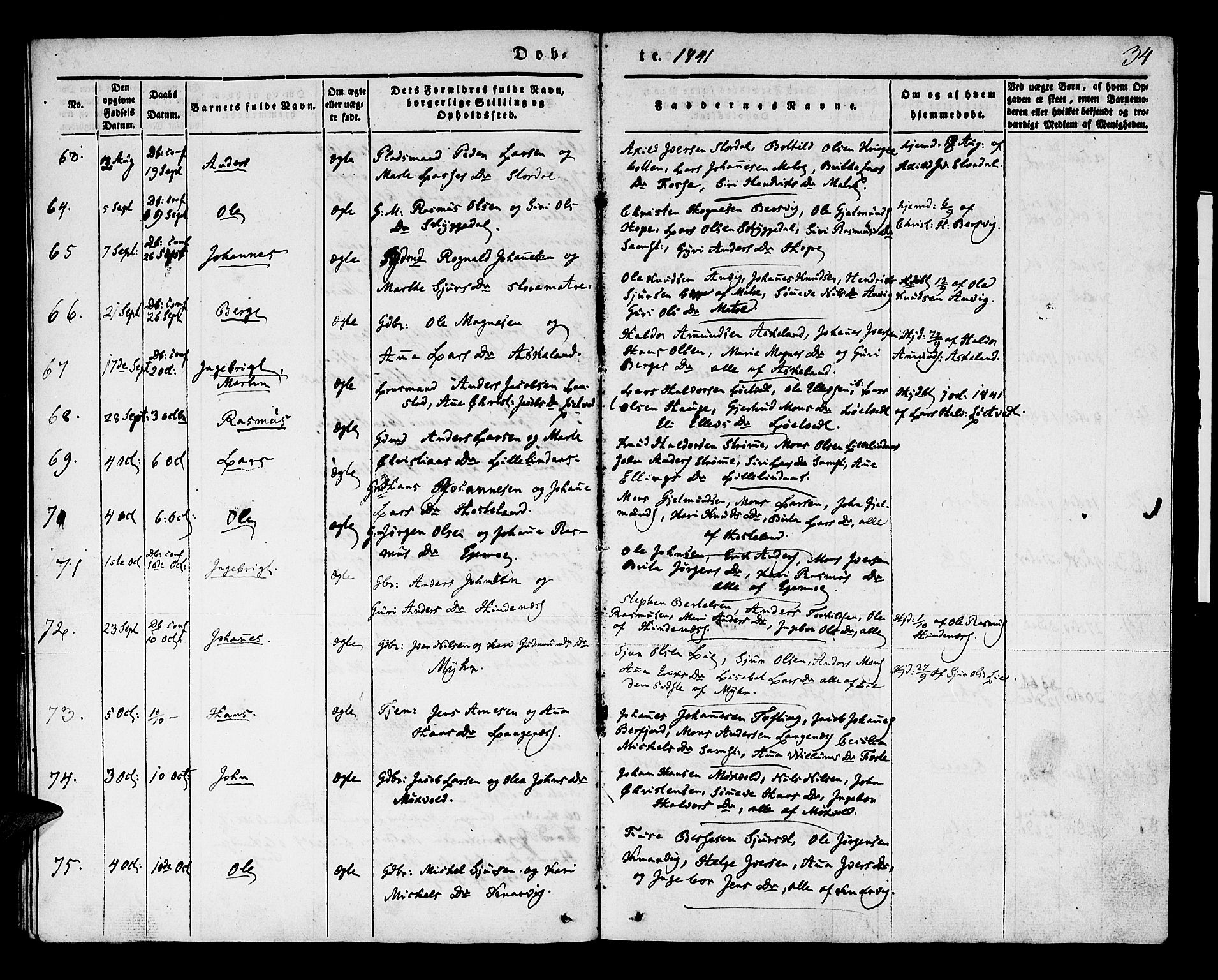 Lindås Sokneprestembete, AV/SAB-A-76701/H/Haa/Haaa/L0009: Parish register (official) no. A 9, 1835-1841, p. 34