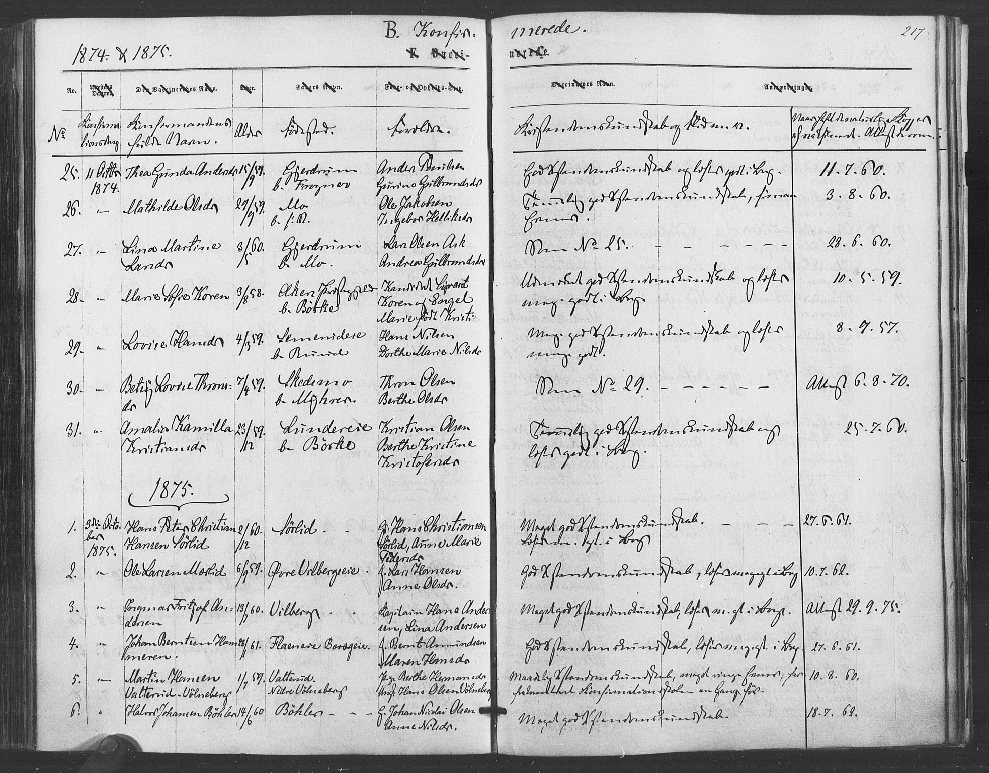 Sørum prestekontor Kirkebøker, SAO/A-10303/F/Fa/L0006: Parish register (official) no. I 6, 1864-1877, p. 217