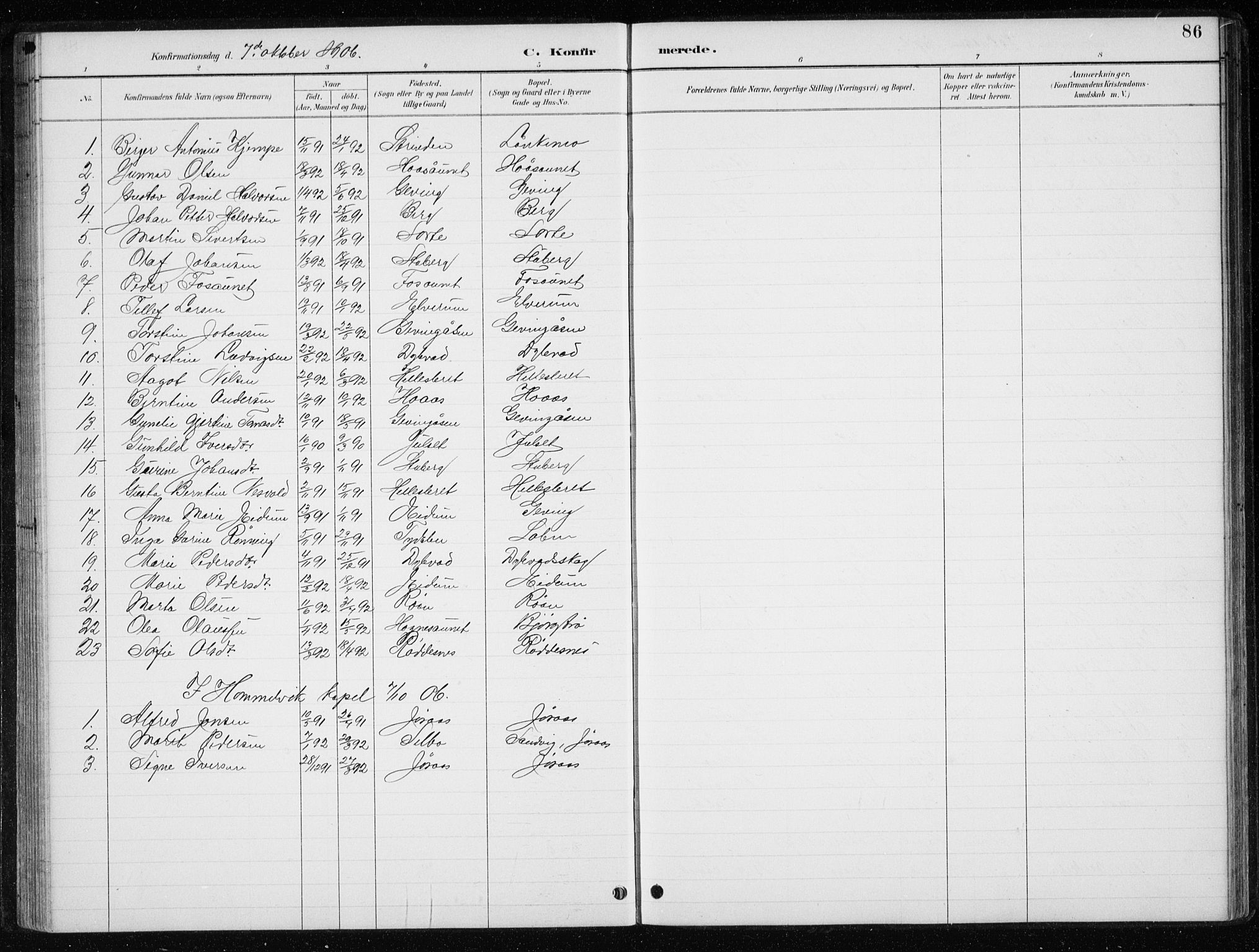 Ministerialprotokoller, klokkerbøker og fødselsregistre - Nord-Trøndelag, SAT/A-1458/710/L0096: Parish register (copy) no. 710C01, 1892-1925, p. 86