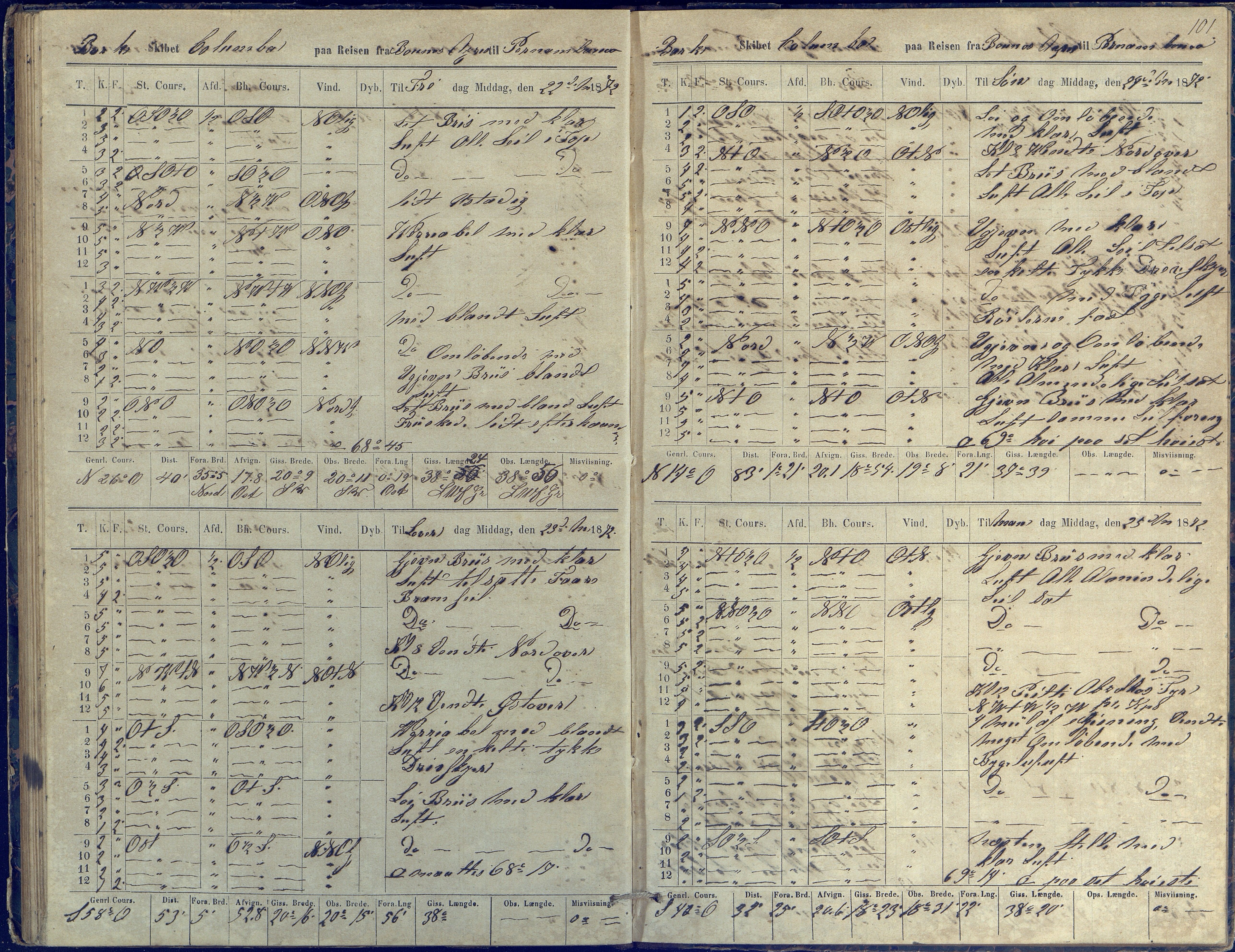 Fartøysarkivet, AAKS/PA-1934/F/L0076/0002: Flere fartøy (se mappenivå) / Columba (båttype ikke oppgitt), 1870-1872, p. 101