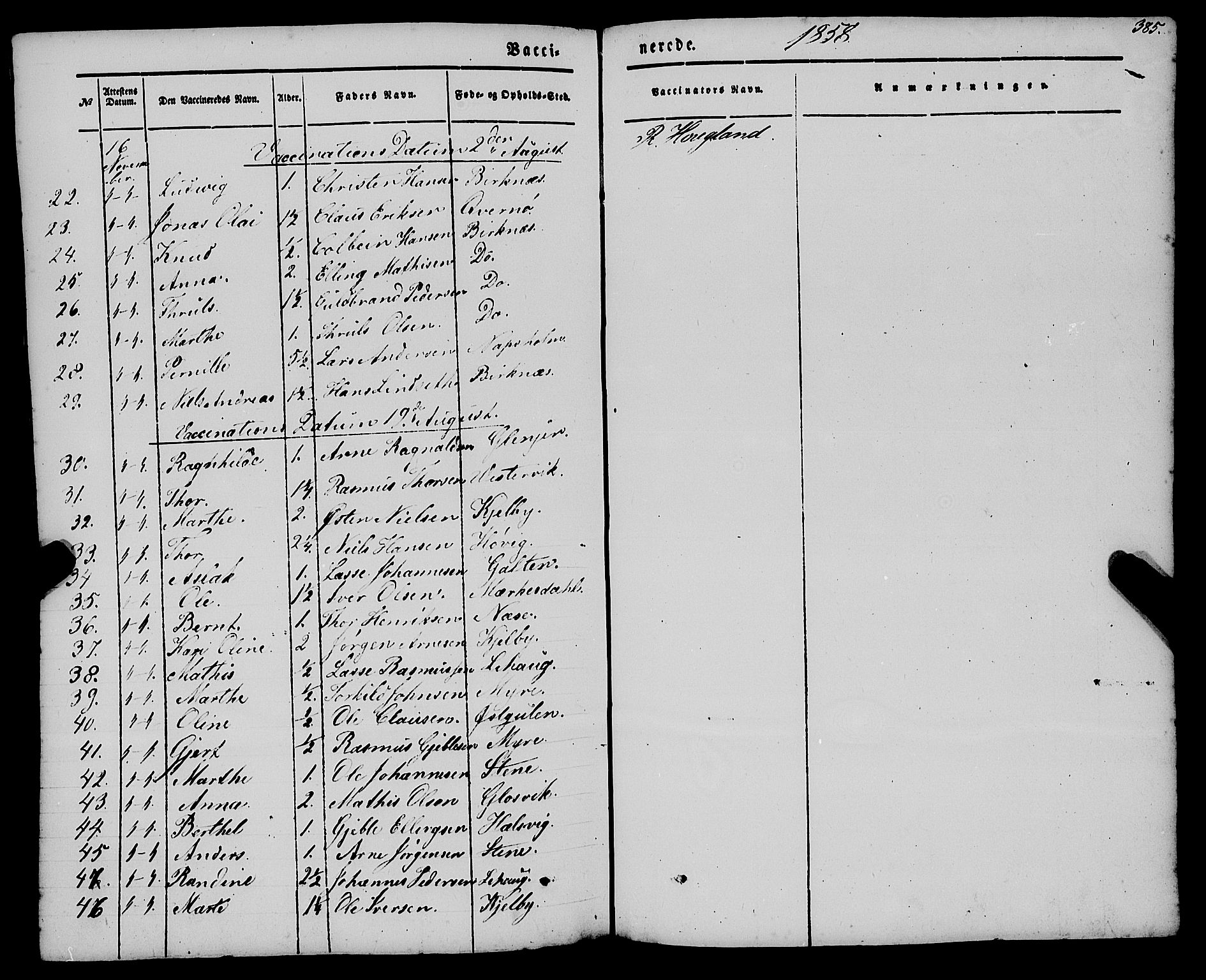 Gulen sokneprestembete, AV/SAB-A-80201/H/Haa/Haaa/L0021: Parish register (official) no. A 21, 1848-1858, p. 385