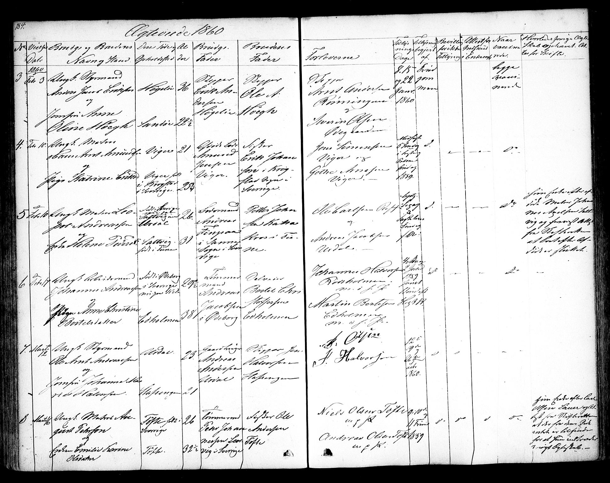 Hvaler prestekontor Kirkebøker, AV/SAO-A-2001/F/Fa/L0006: Parish register (official) no. I 6, 1846-1863, p. 184