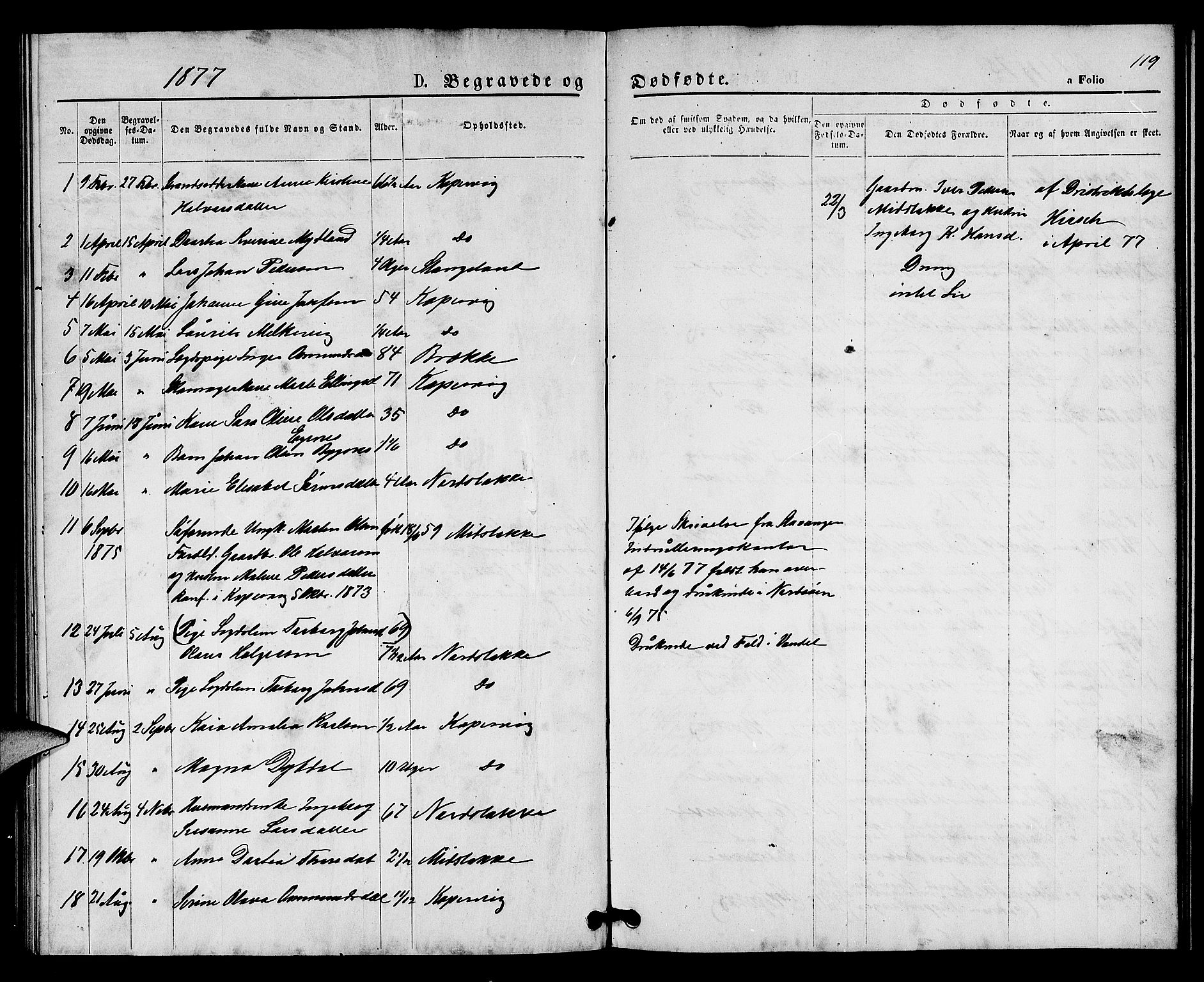 Kopervik sokneprestkontor, SAST/A-101850/H/Ha/Hab/L0001: Parish register (copy) no. B 1, 1877-1891, p. 119