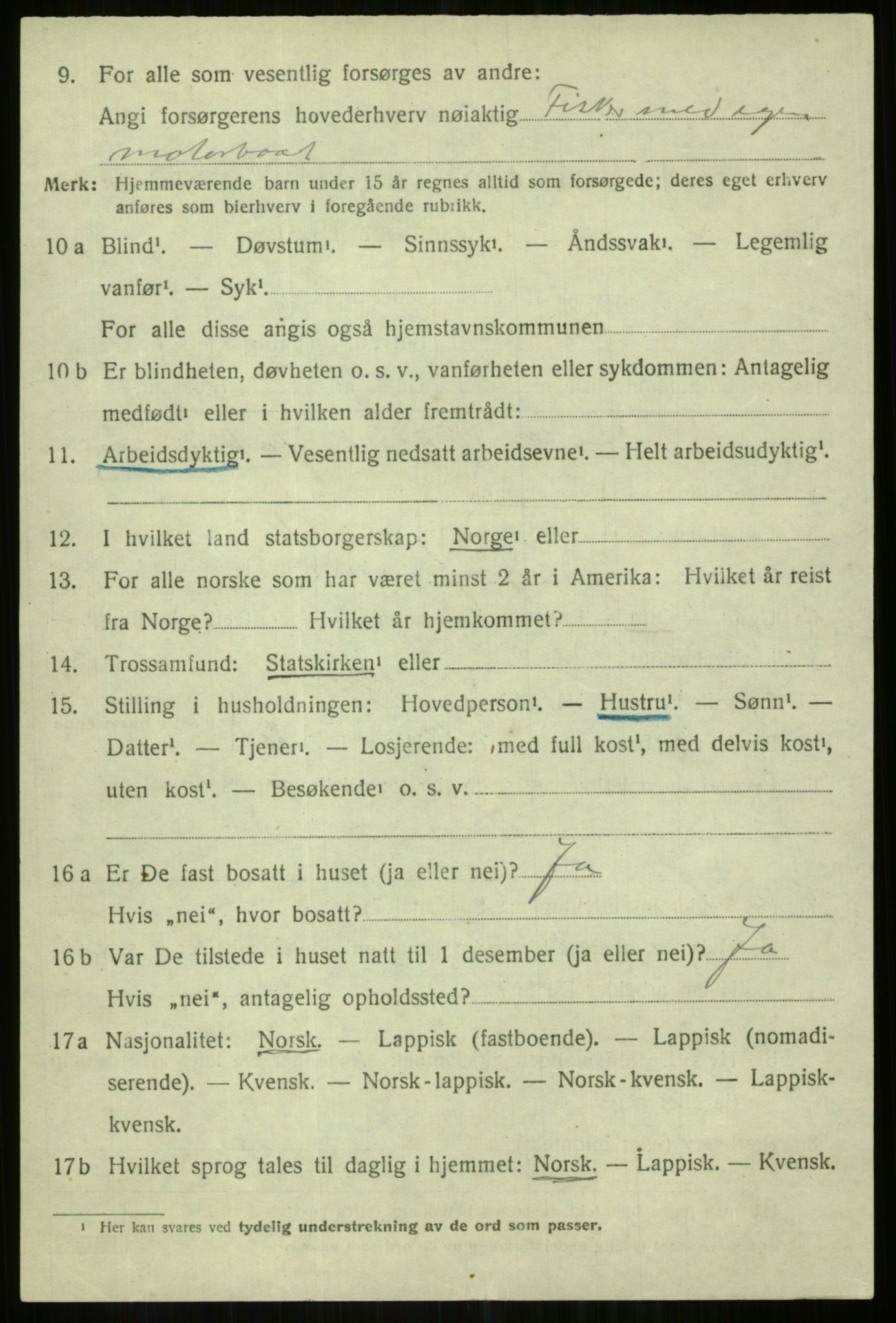 SATØ, 1920 census for Karlsøy, 1920, p. 3313