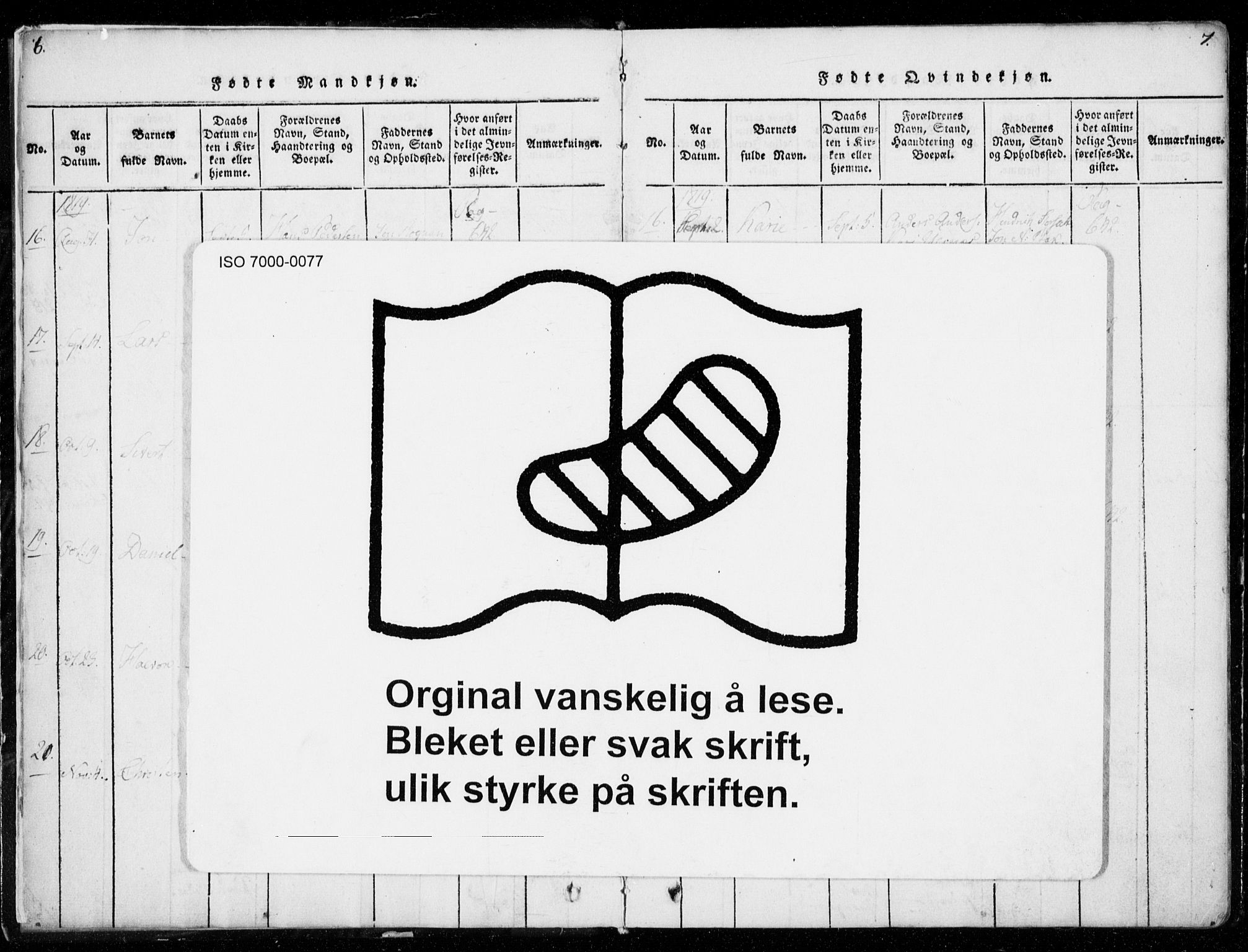 Ministerialprotokoller, klokkerbøker og fødselsregistre - Møre og Romsdal, AV/SAT-A-1454/578/L0903: Parish register (official) no. 578A02, 1819-1838, p. 6-7