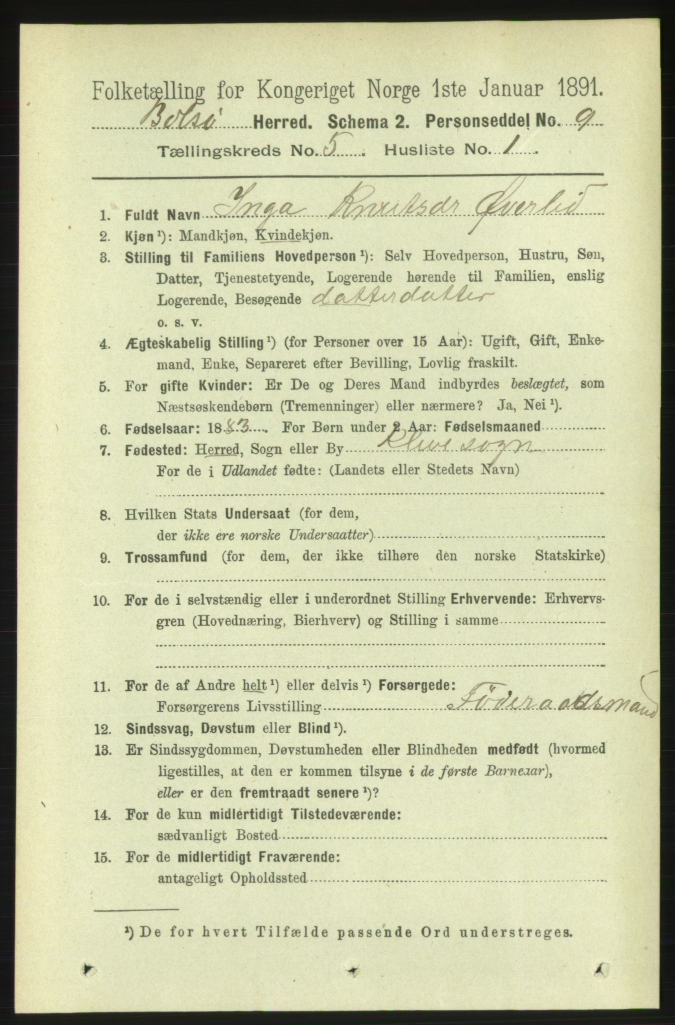 RA, 1891 census for 1544 Bolsøy, 1891, p. 3138