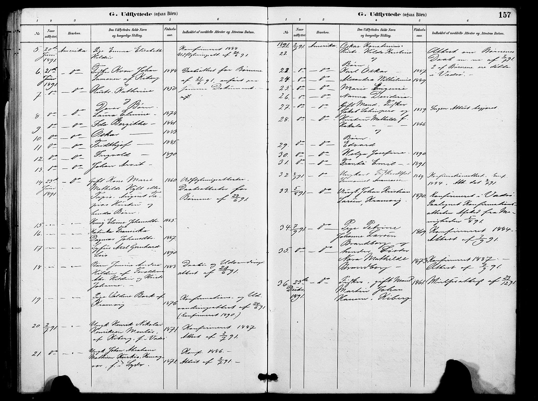 Vardø sokneprestkontor, SATØ/S-1332/H/Ha/L0009kirke: Parish register (official) no. 9, 1887-1898, p. 157