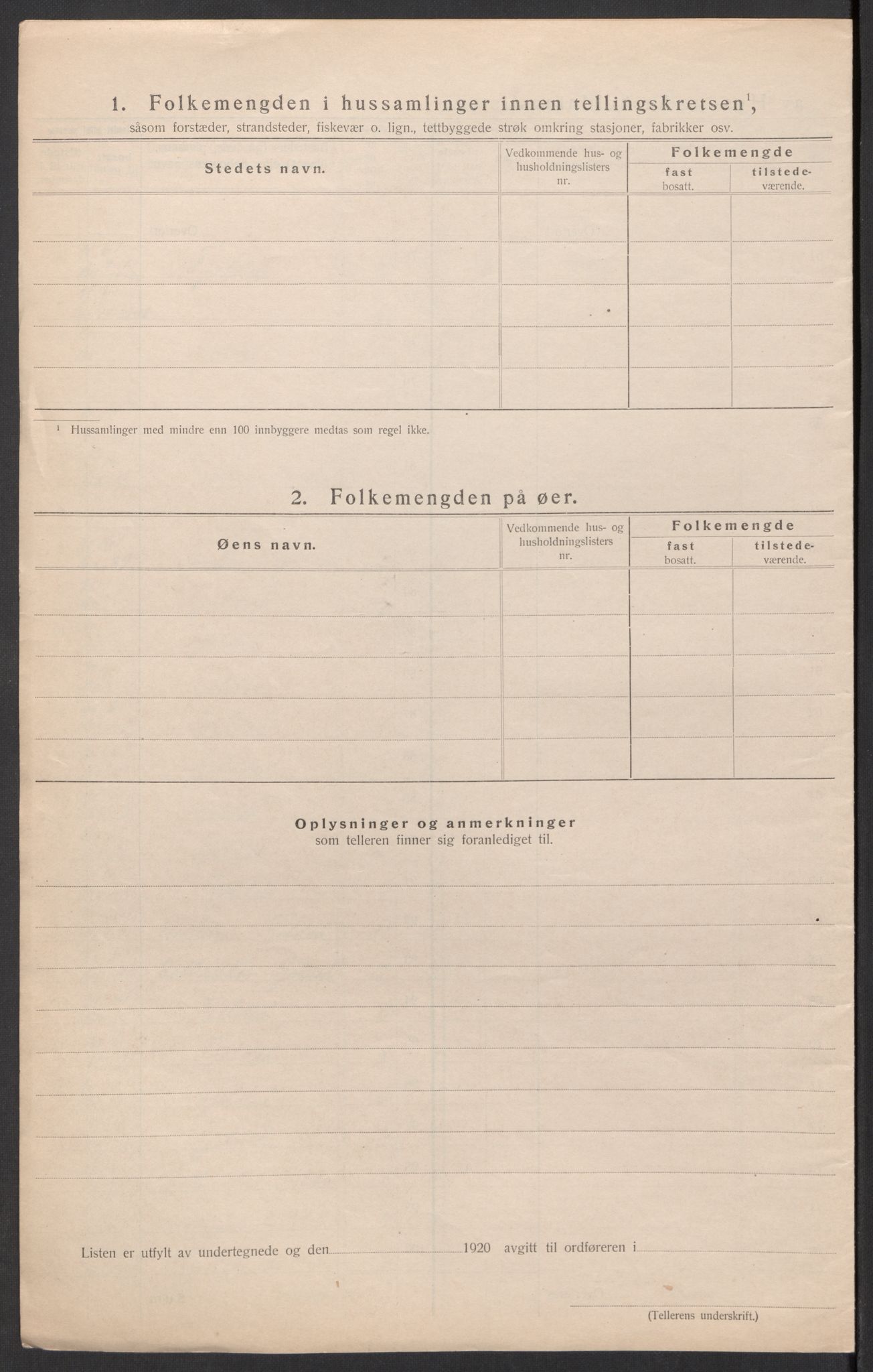 SAK, 1920 census for Nes (V-A), 1920, p. 10
