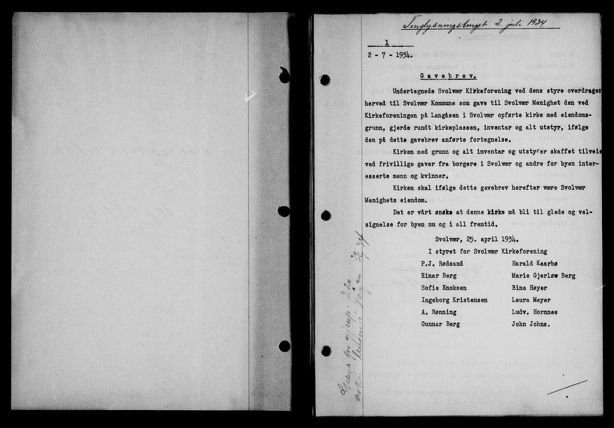 Lofoten sorenskriveri, SAT/A-0017/1/2/2C/L0030b: Mortgage book no. 30b, 1934-1934, Deed date: 02.07.1934