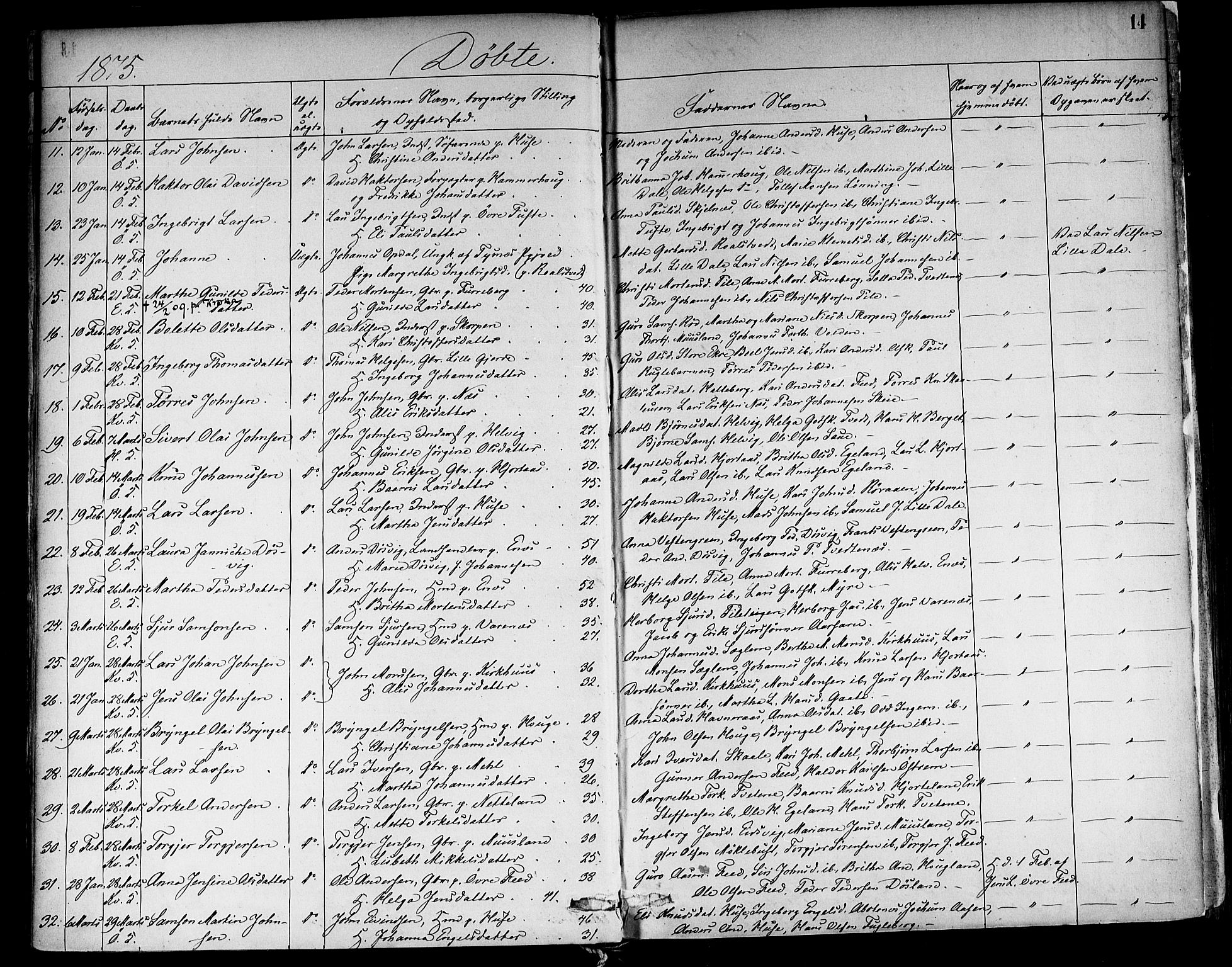 Kvinnherad sokneprestembete, AV/SAB-A-76401/H/Haa: Parish register (official) no. A 9, 1873-1886, p. 14