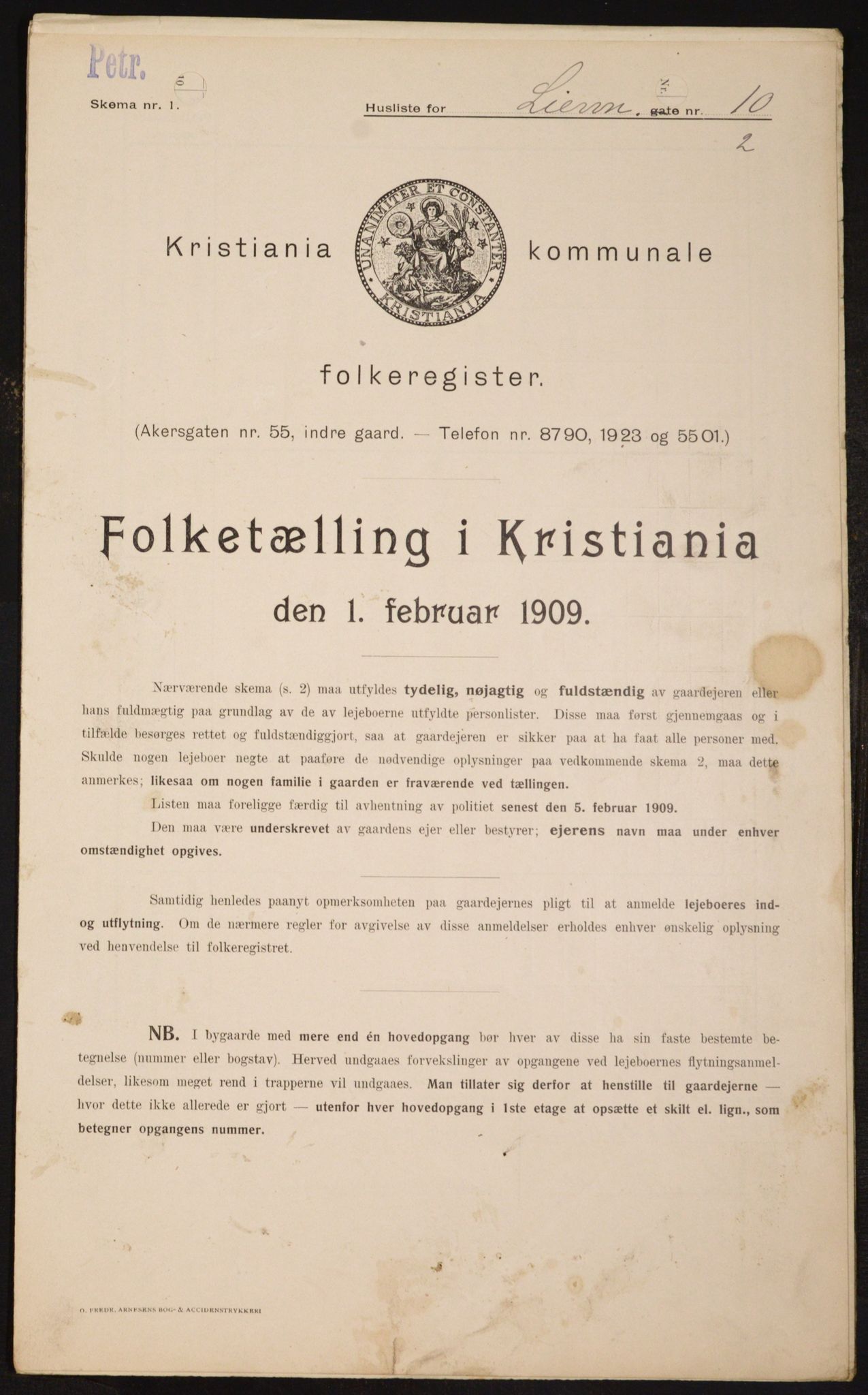 OBA, Municipal Census 1909 for Kristiania, 1909, p. 52476