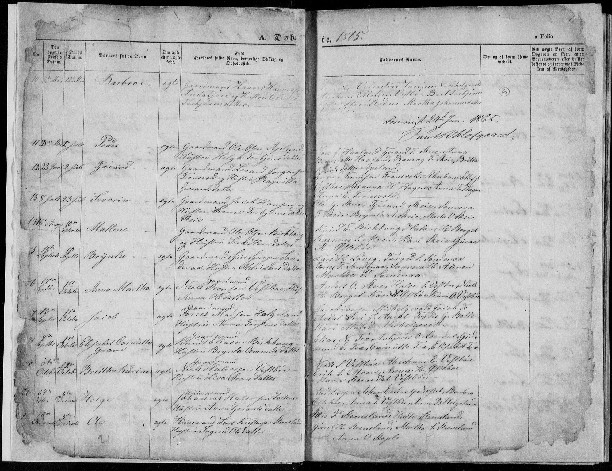 Vikedal sokneprestkontor, SAST/A-101840/01/V: Parish register (copy) no. B 10, 1864-1926, p. 6