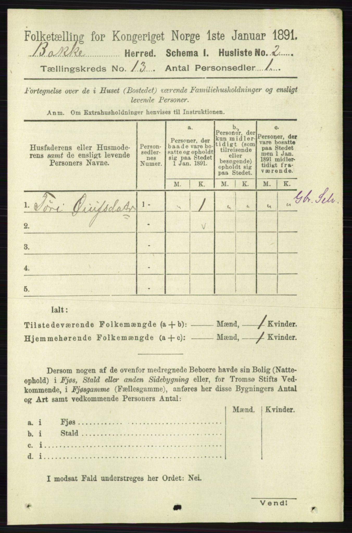 RA, 1891 census for 1045 Bakke, 1891, p. 2670