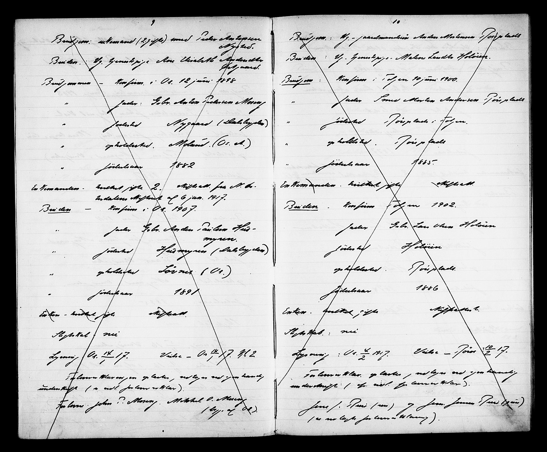 Tolga prestekontor, AV/SAH-PREST-062/N/L0004: Banns register no. 31, 1916-1920, p. 9-10