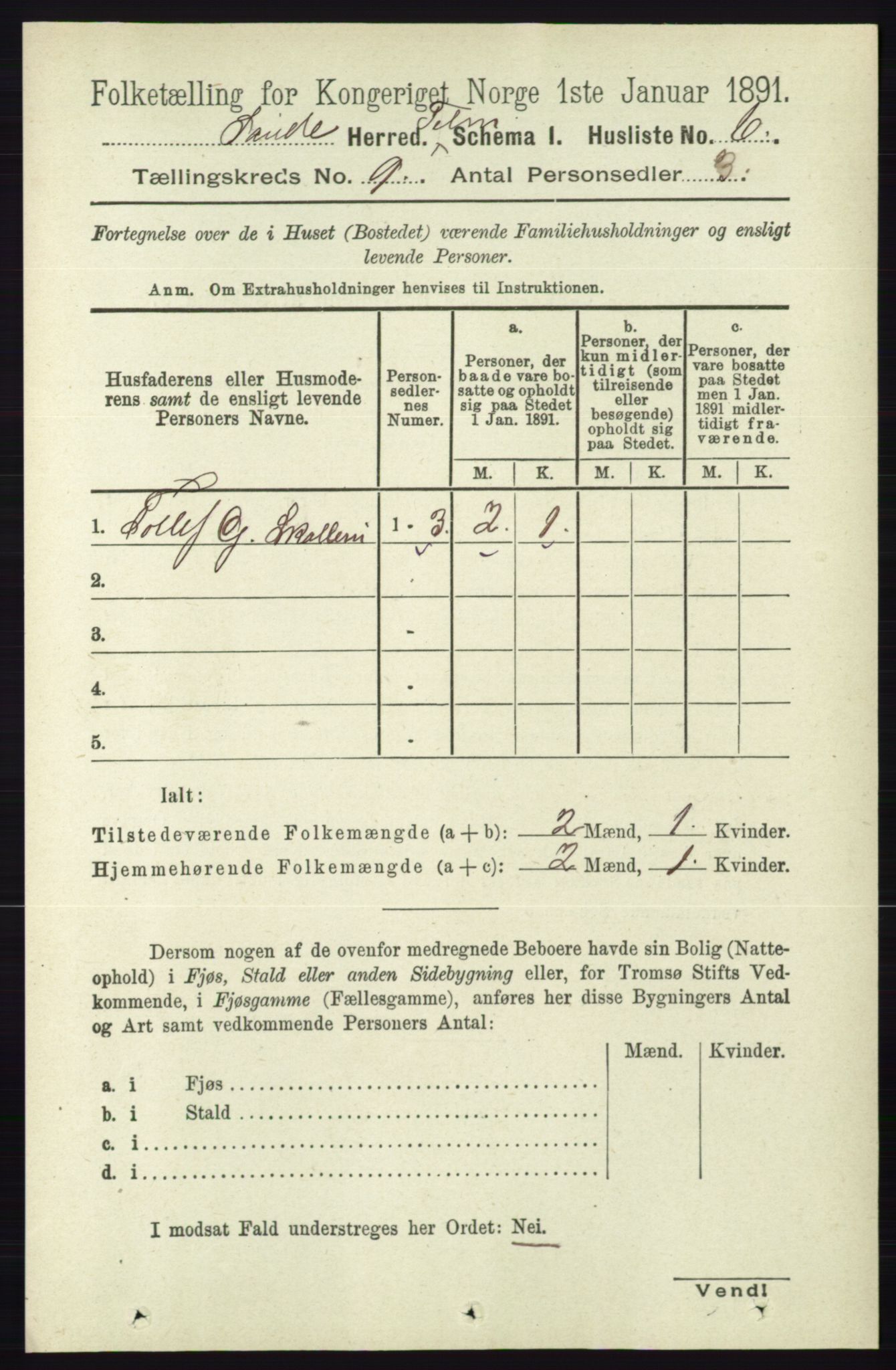 RA, 1891 census for 0822 Sauherad, 1891, p. 2664