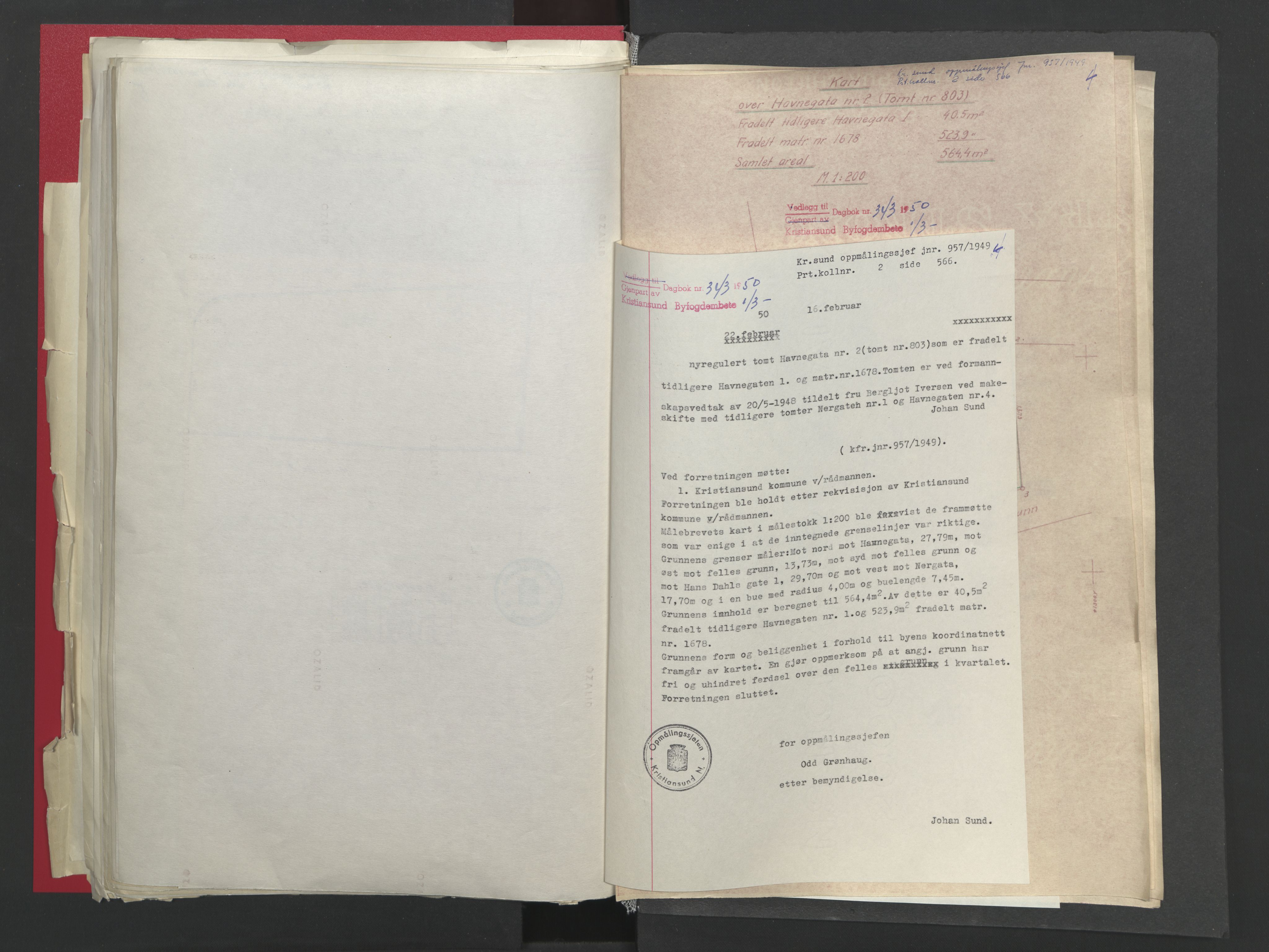 Kristiansund byfogd, AV/SAT-A-4587/A/27: Mortgage book no. 48, 1950-1950, Diary no: : 343/1950