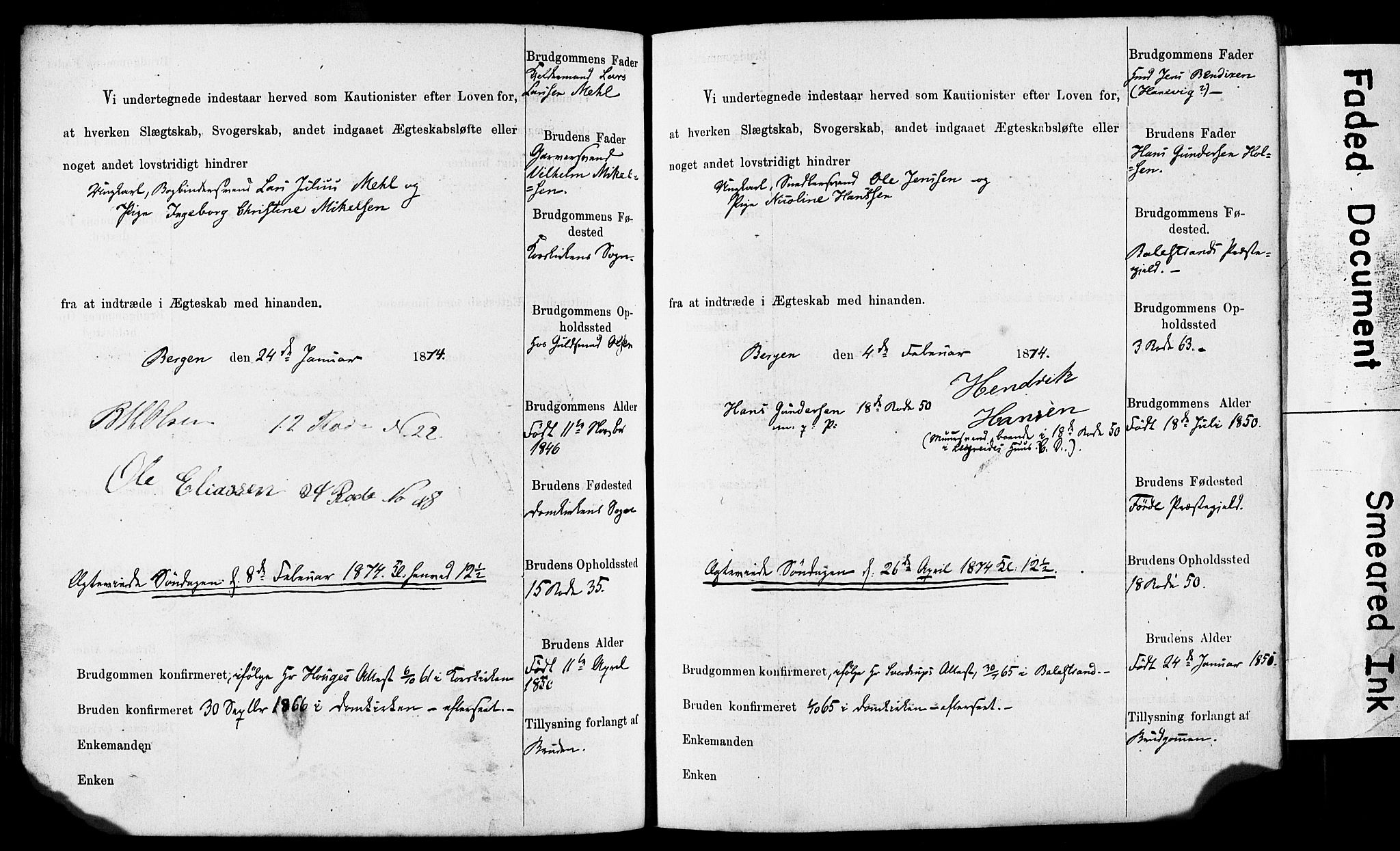 Domkirken sokneprestembete, AV/SAB-A-74801: Best man's statements no. II.5.7, 1870-1876, p. 194