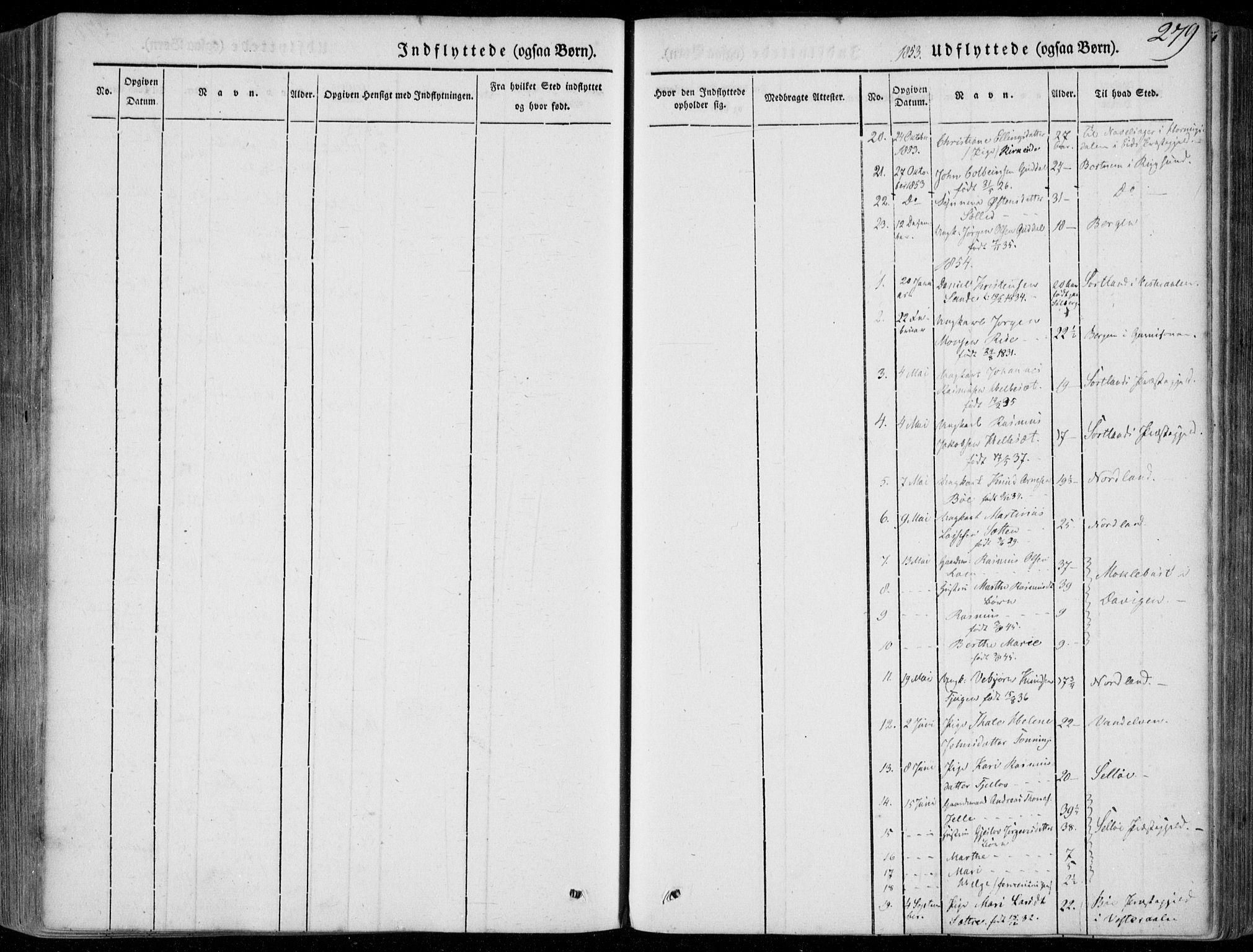 Stryn Sokneprestembete, AV/SAB-A-82501: Parish register (official) no. A 2, 1844-1861, p. 279