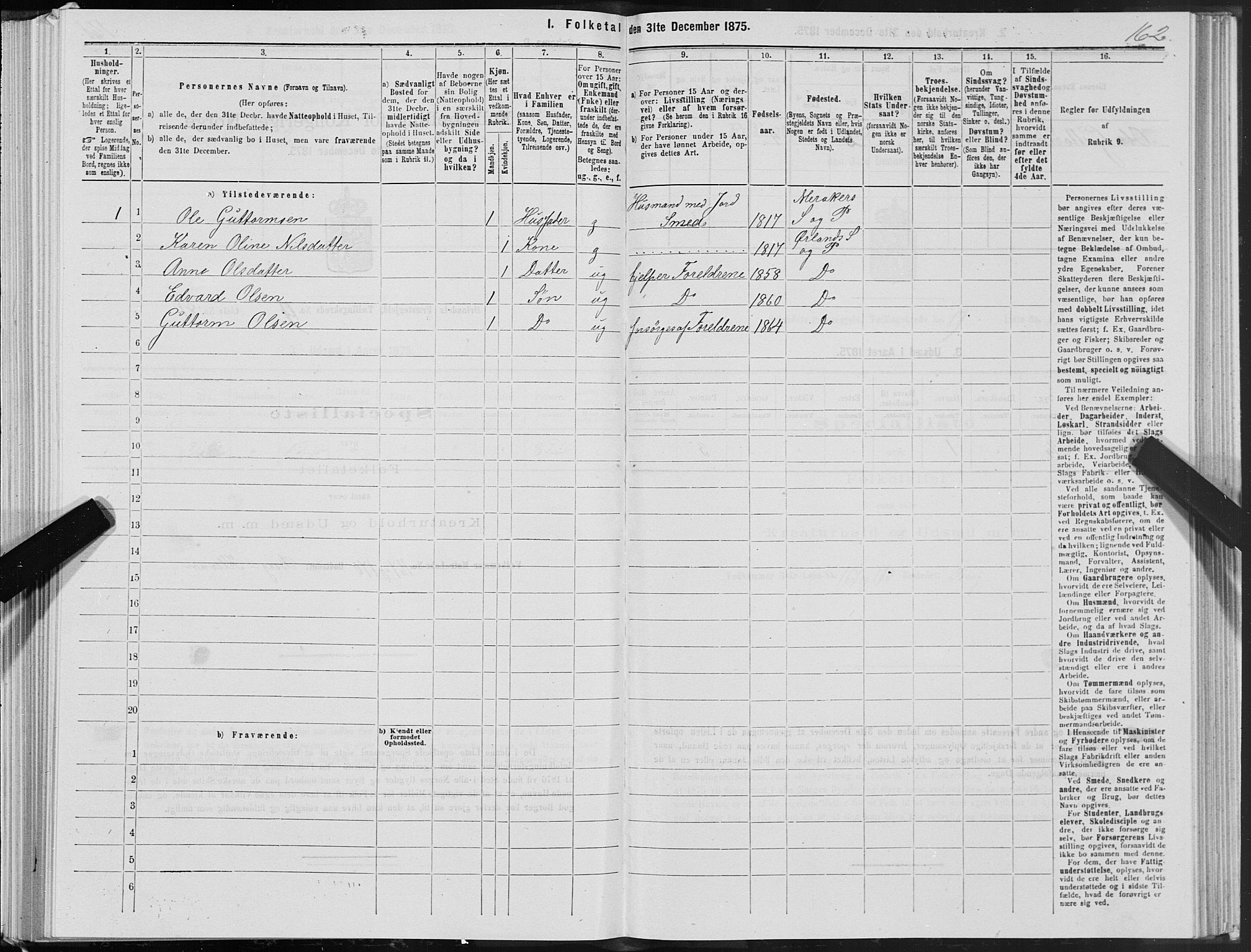 SAT, 1875 census for 1621P Ørland, 1875, p. 6162