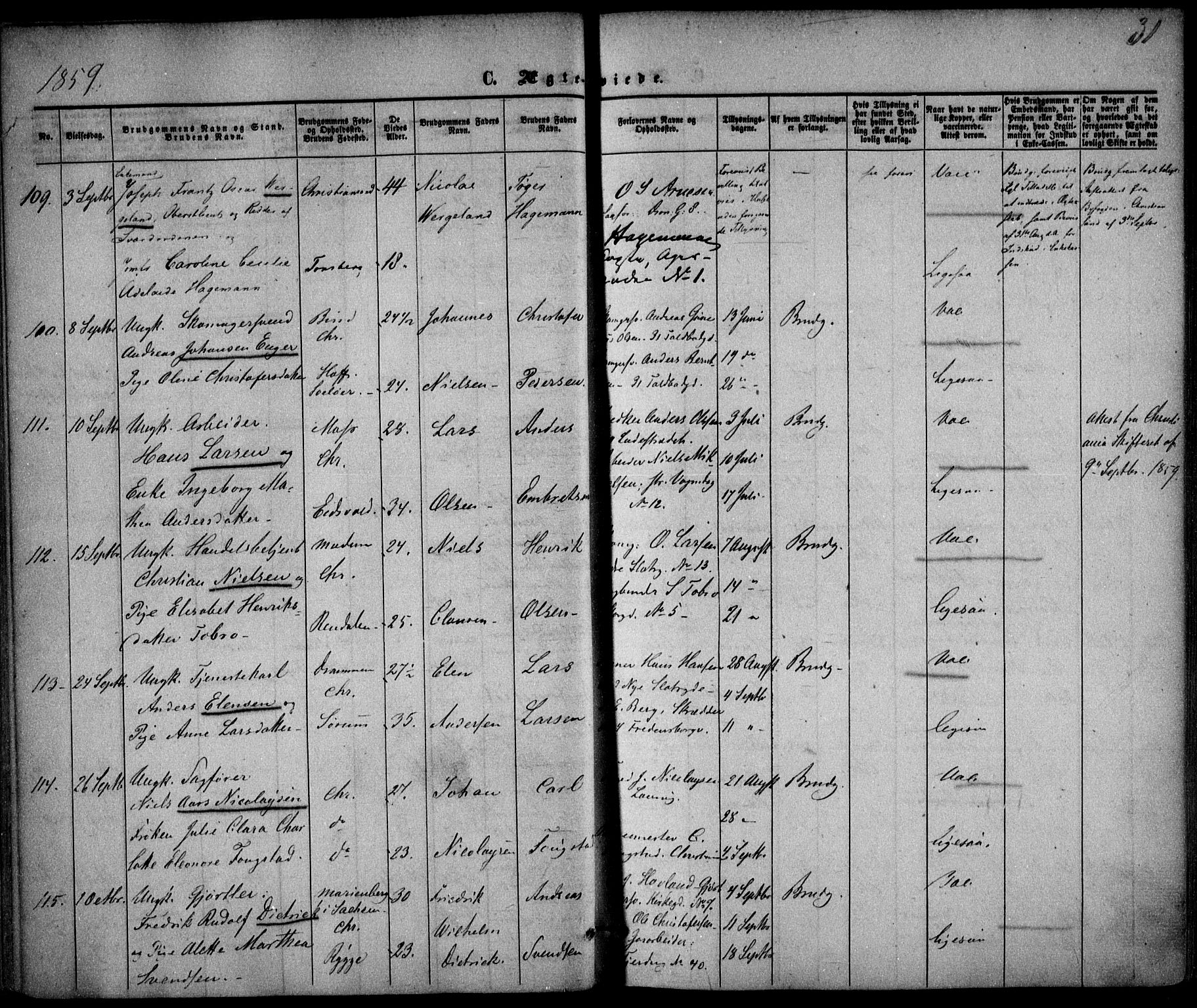 Trefoldighet prestekontor Kirkebøker, SAO/A-10882/F/Fc/L0001: Parish register (official) no. III 1, 1858-1874, p. 31