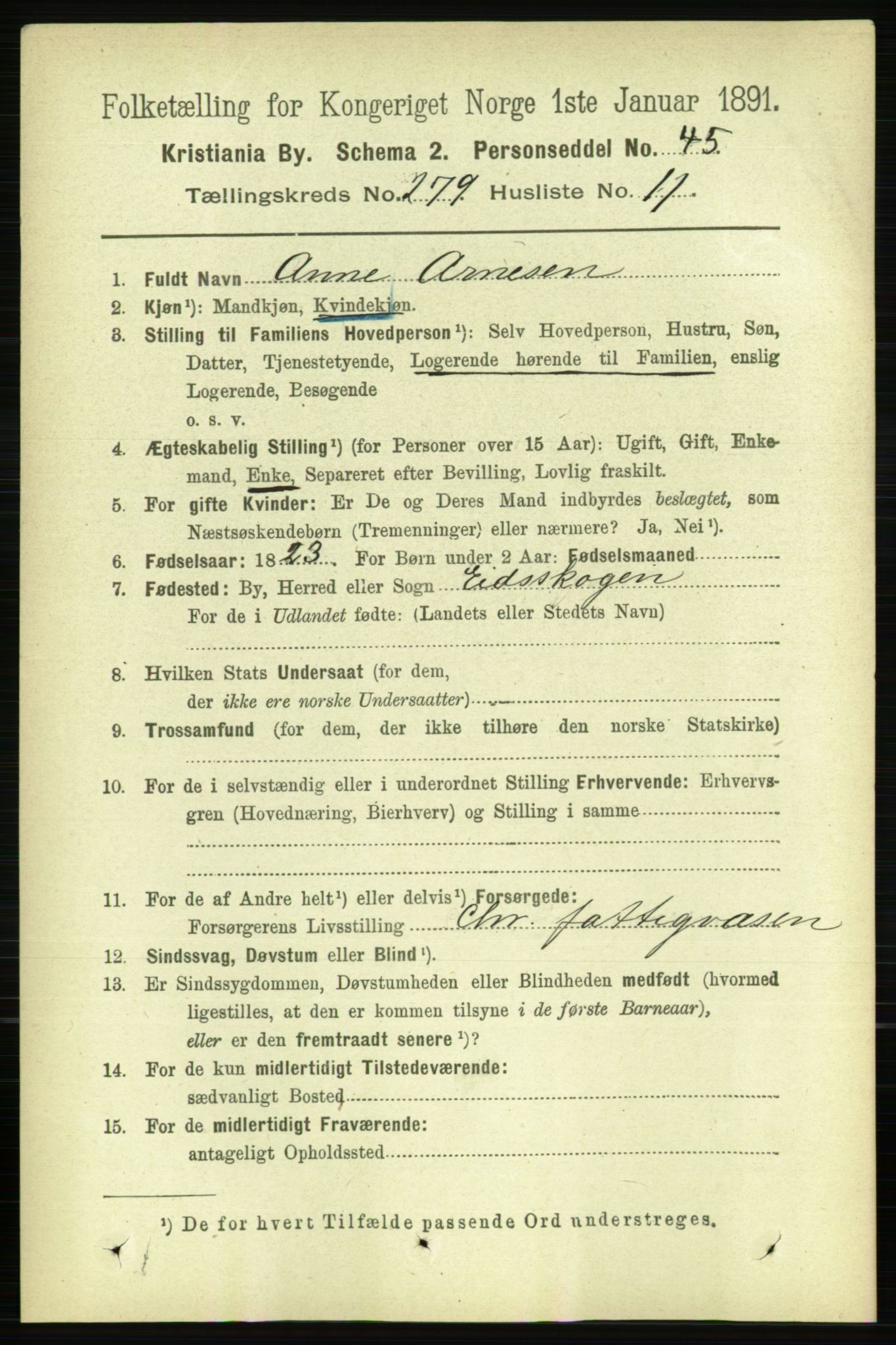 RA, 1891 census for 0301 Kristiania, 1891, p. 169590