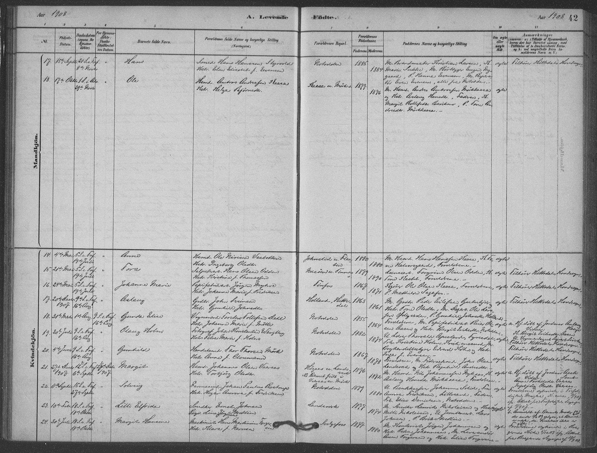 Heddal kirkebøker, SAKO/A-268/F/Fb/L0002: Parish register (official) no. II 2, 1878-1913, p. 42