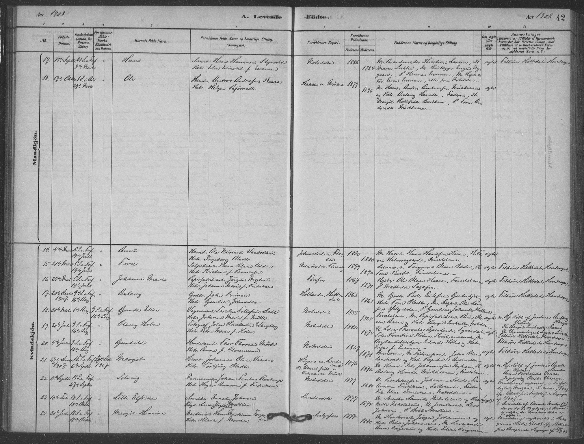 Heddal kirkebøker, AV/SAKO-A-268/F/Fb/L0002: Parish register (official) no. II 2, 1878-1913, p. 42