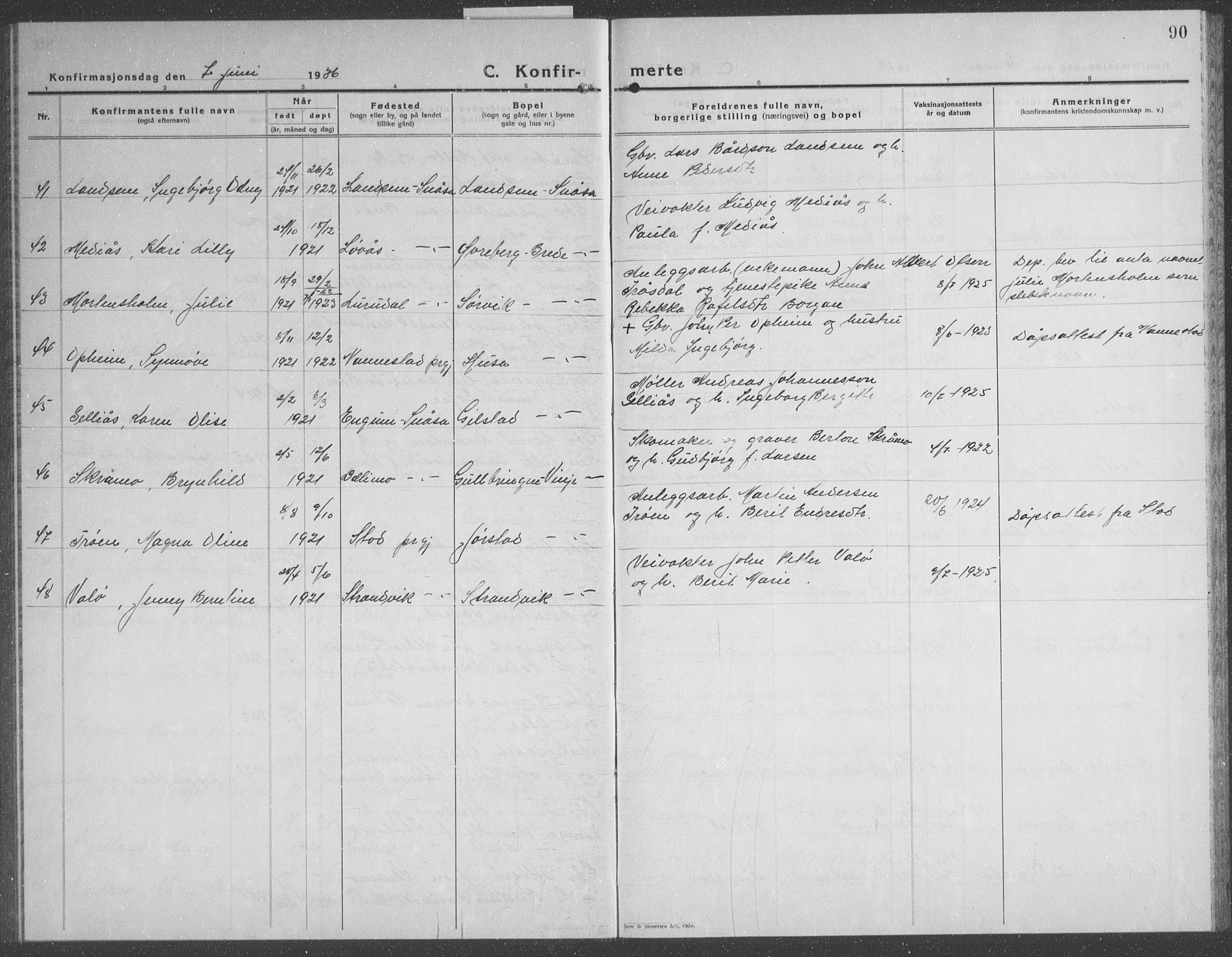 Ministerialprotokoller, klokkerbøker og fødselsregistre - Nord-Trøndelag, AV/SAT-A-1458/749/L0481: Parish register (copy) no. 749C03, 1933-1945, p. 90