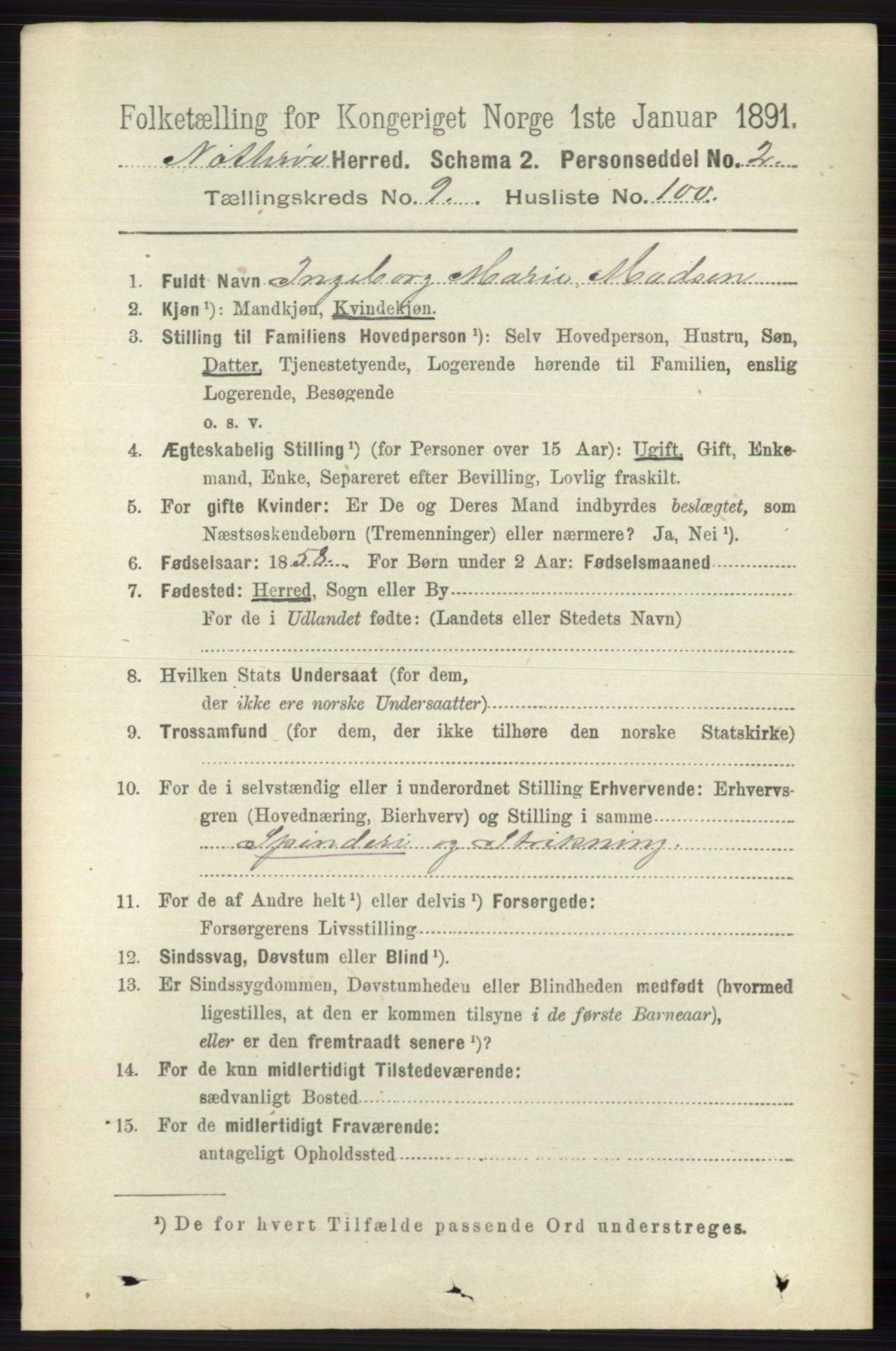 RA, 1891 census for 0722 Nøtterøy, 1891, p. 5106
