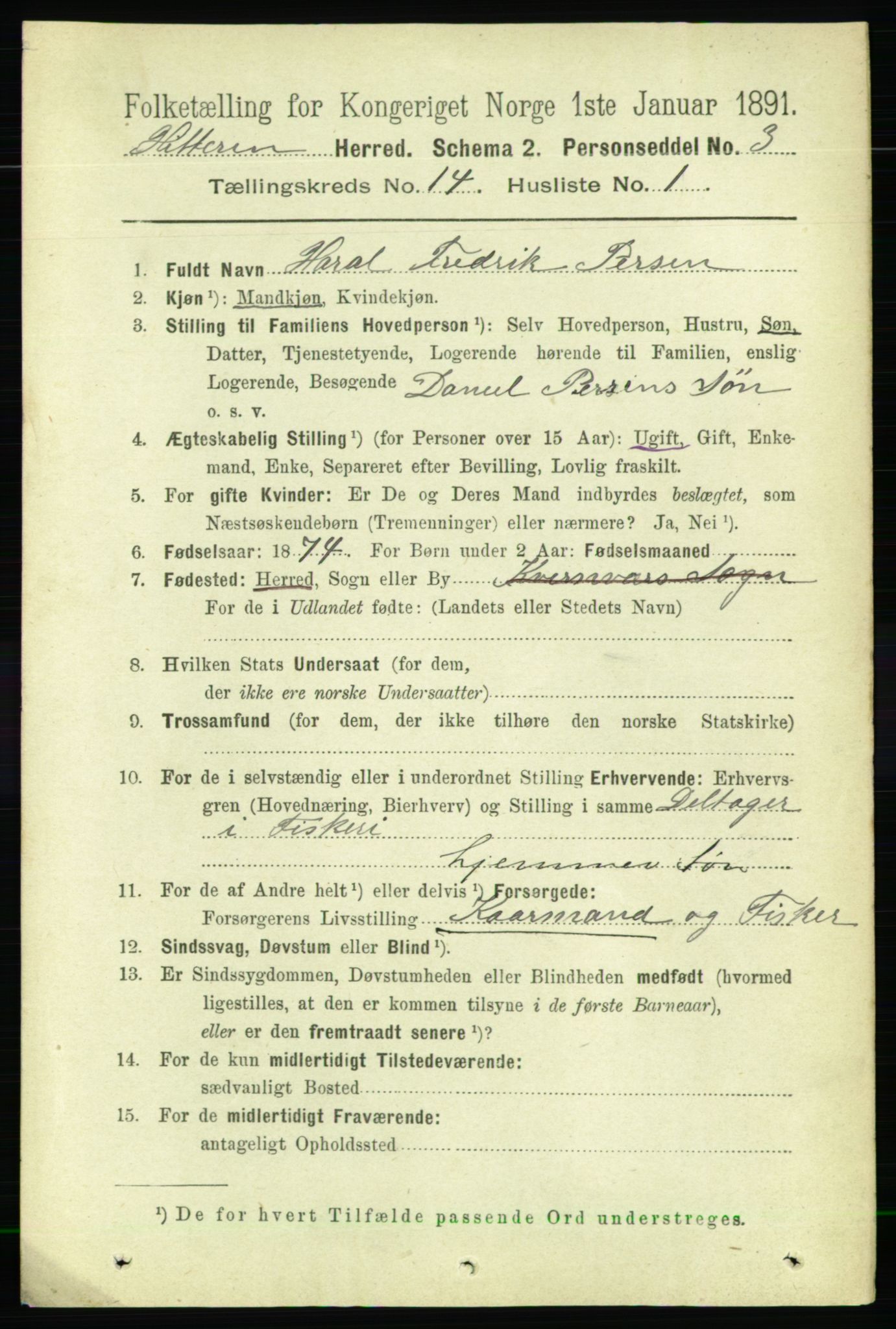 RA, 1891 census for 1617 Hitra, 1891, p. 2979