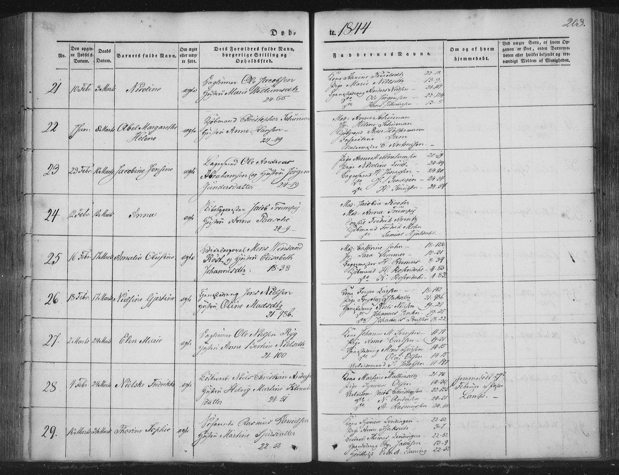 Korskirken sokneprestembete, AV/SAB-A-76101/H/Haa/L0016: Parish register (official) no. B 2, 1841-1851, p. 203