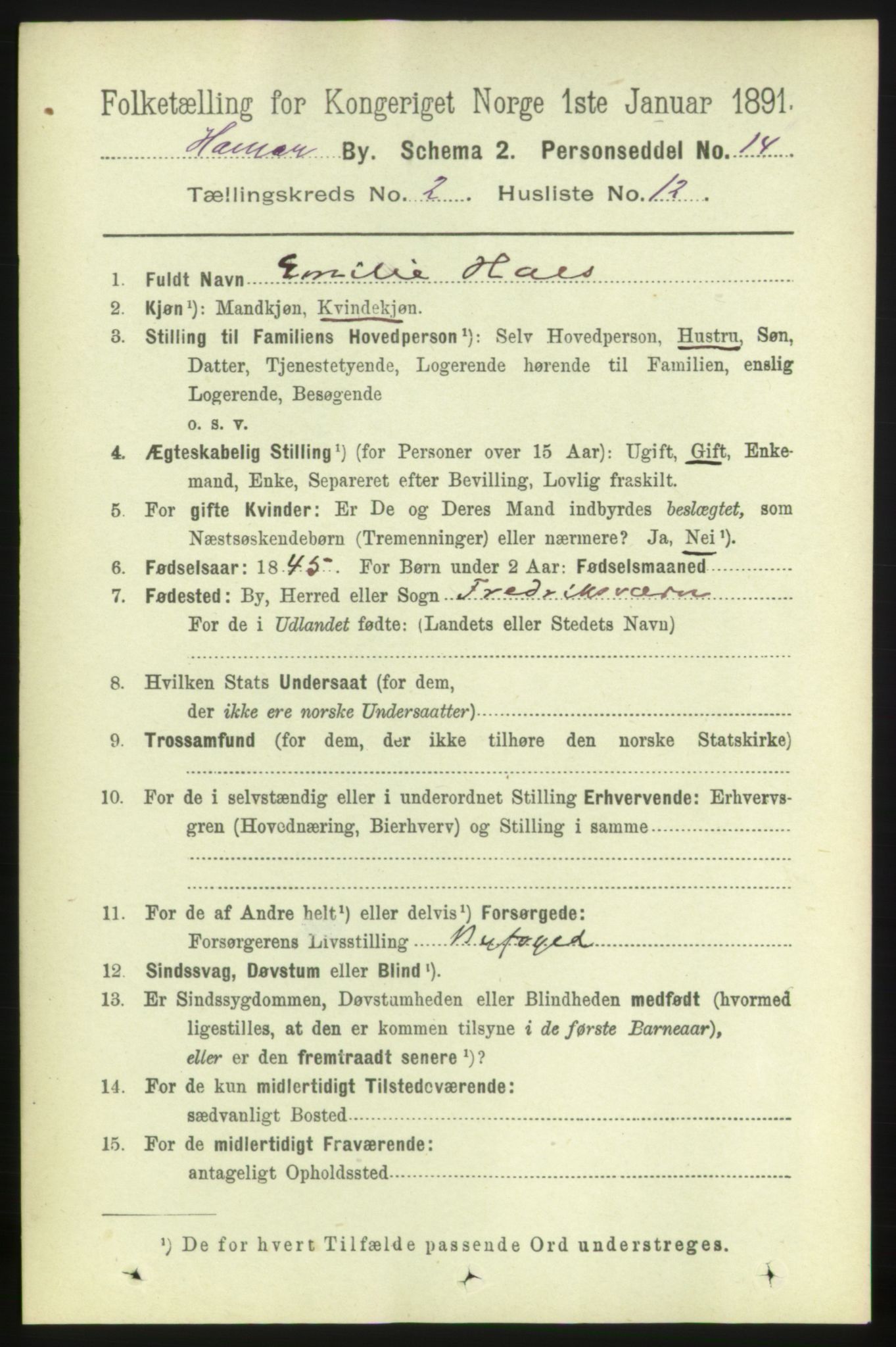 RA, 1891 census for 0401 Hamar, 1891, p. 1149