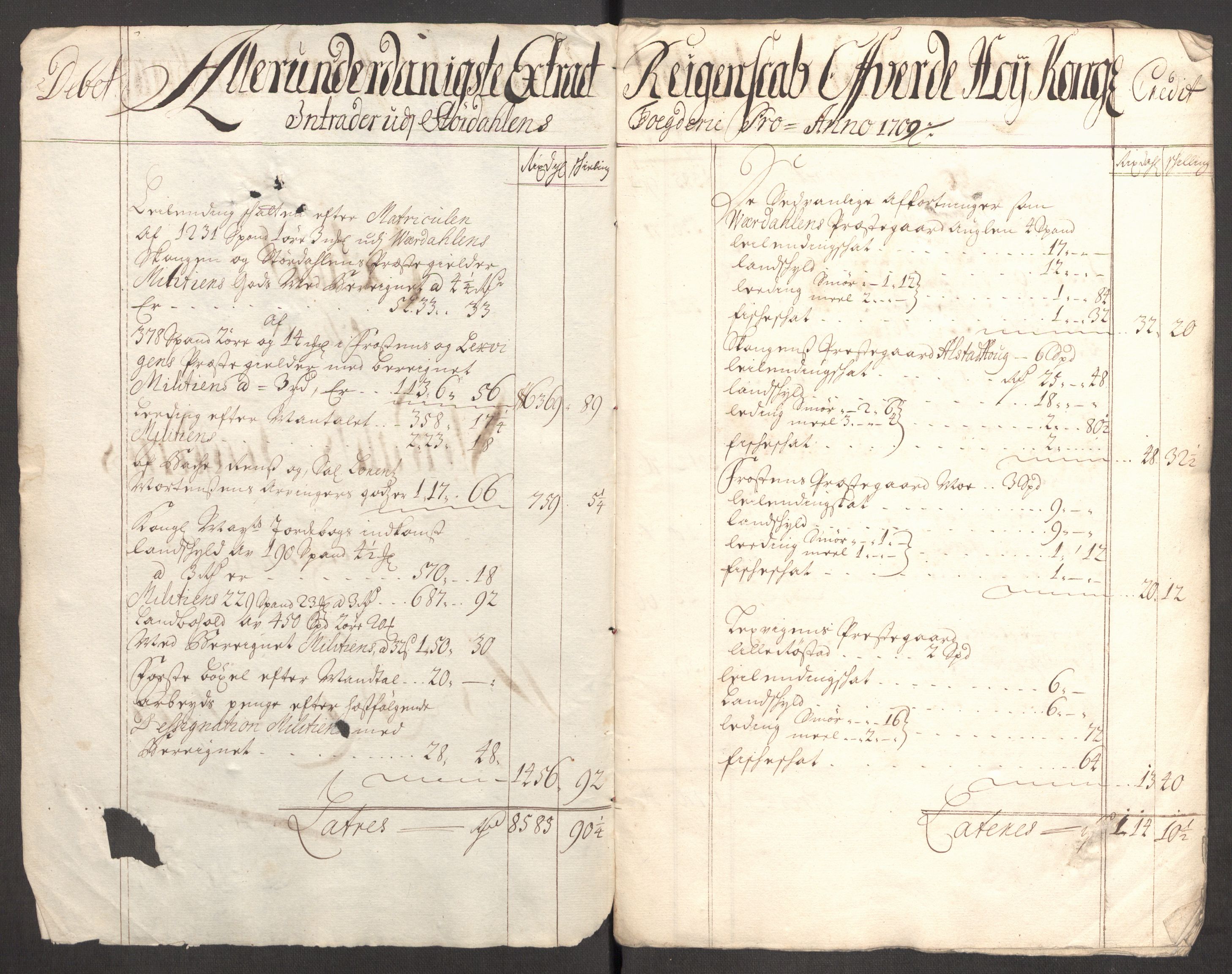 Rentekammeret inntil 1814, Reviderte regnskaper, Fogderegnskap, RA/EA-4092/R62/L4199: Fogderegnskap Stjørdal og Verdal, 1709, p. 5