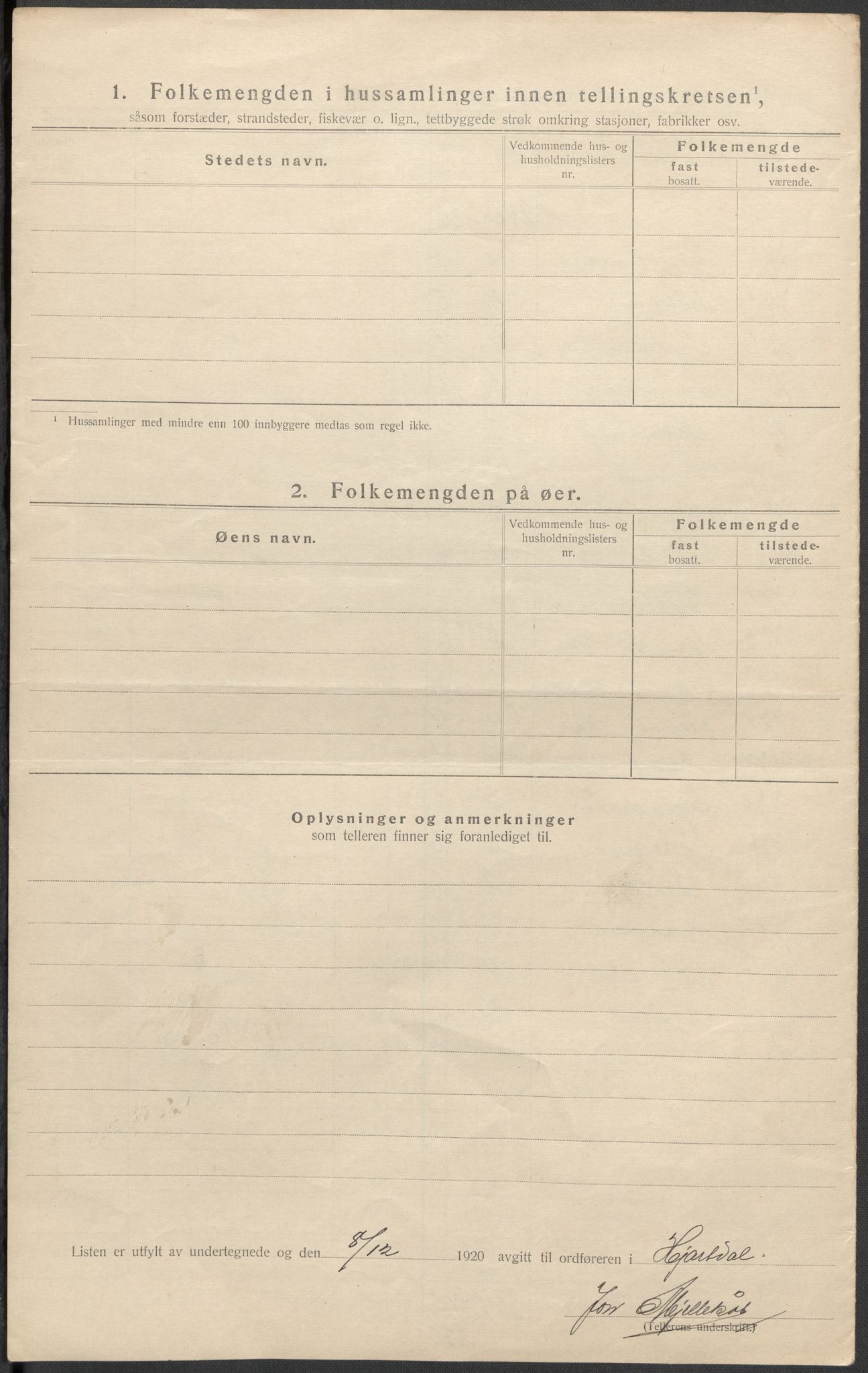 SAKO, 1920 census for Hjartdal, 1920, p. 16