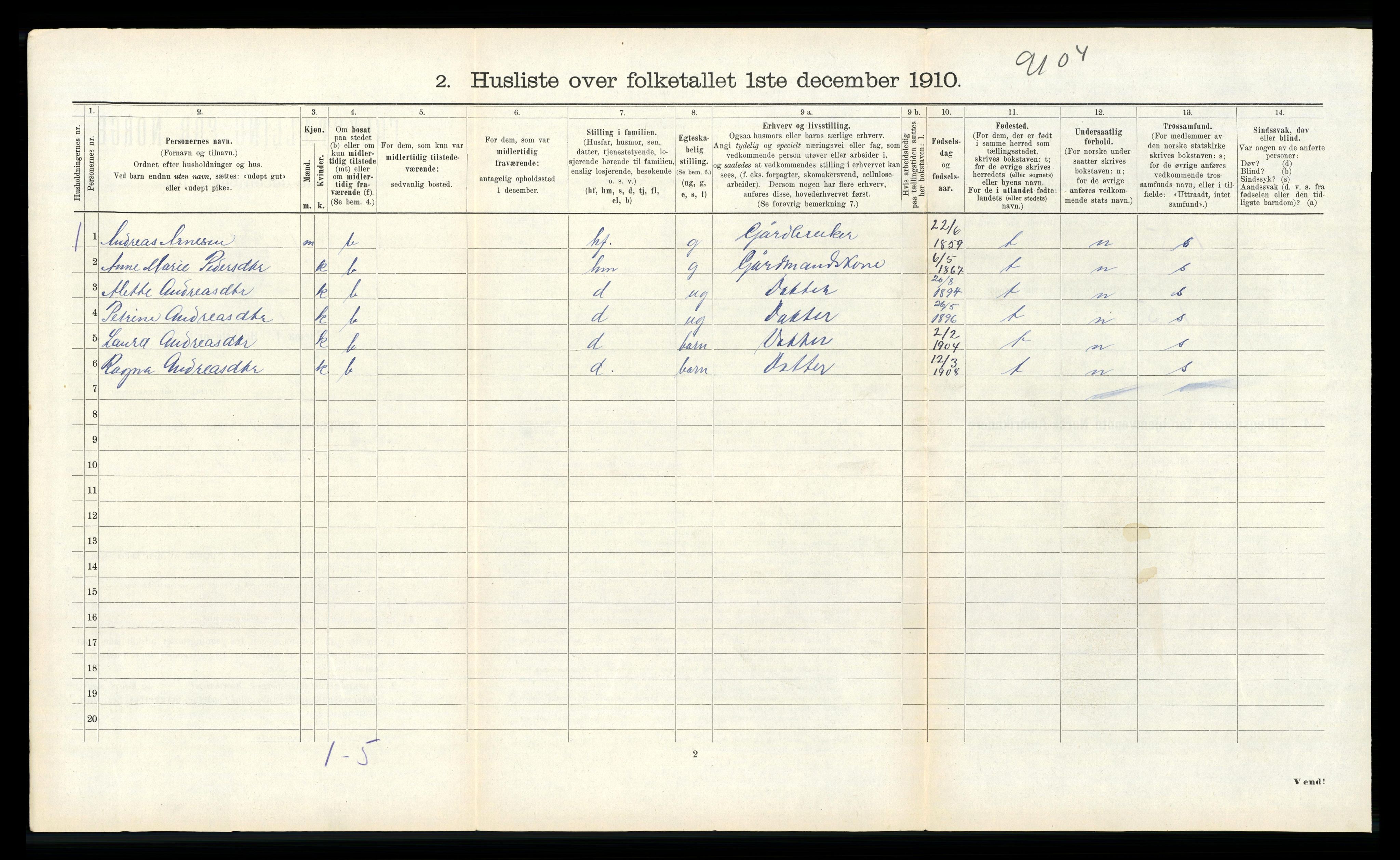 RA, 1910 census for Kinn, 1910, p. 271