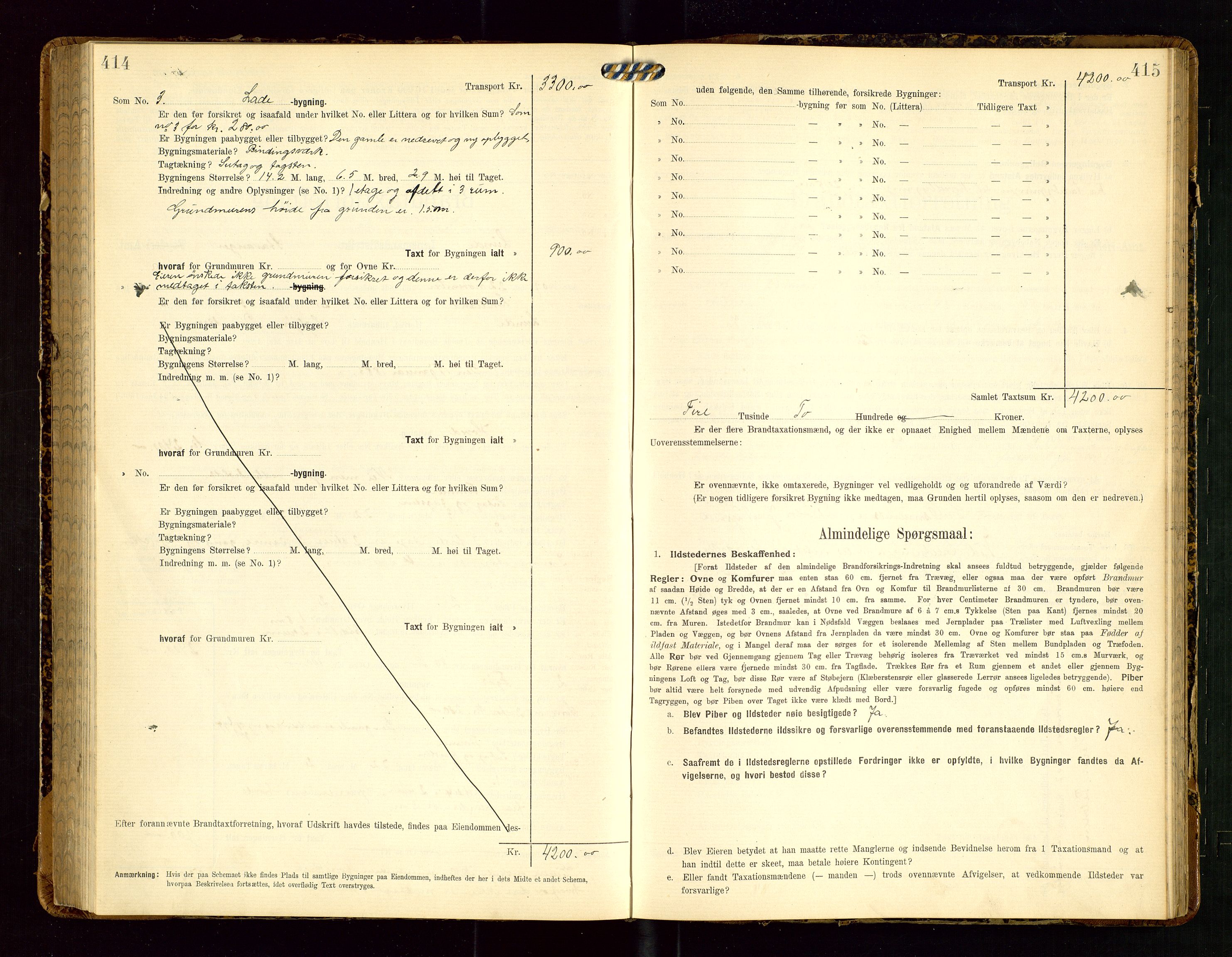 Lund lensmannskontor, SAST/A-100303/Gob/L0002: "Brandtakstprotokol", 1908-1918, p. 414-415