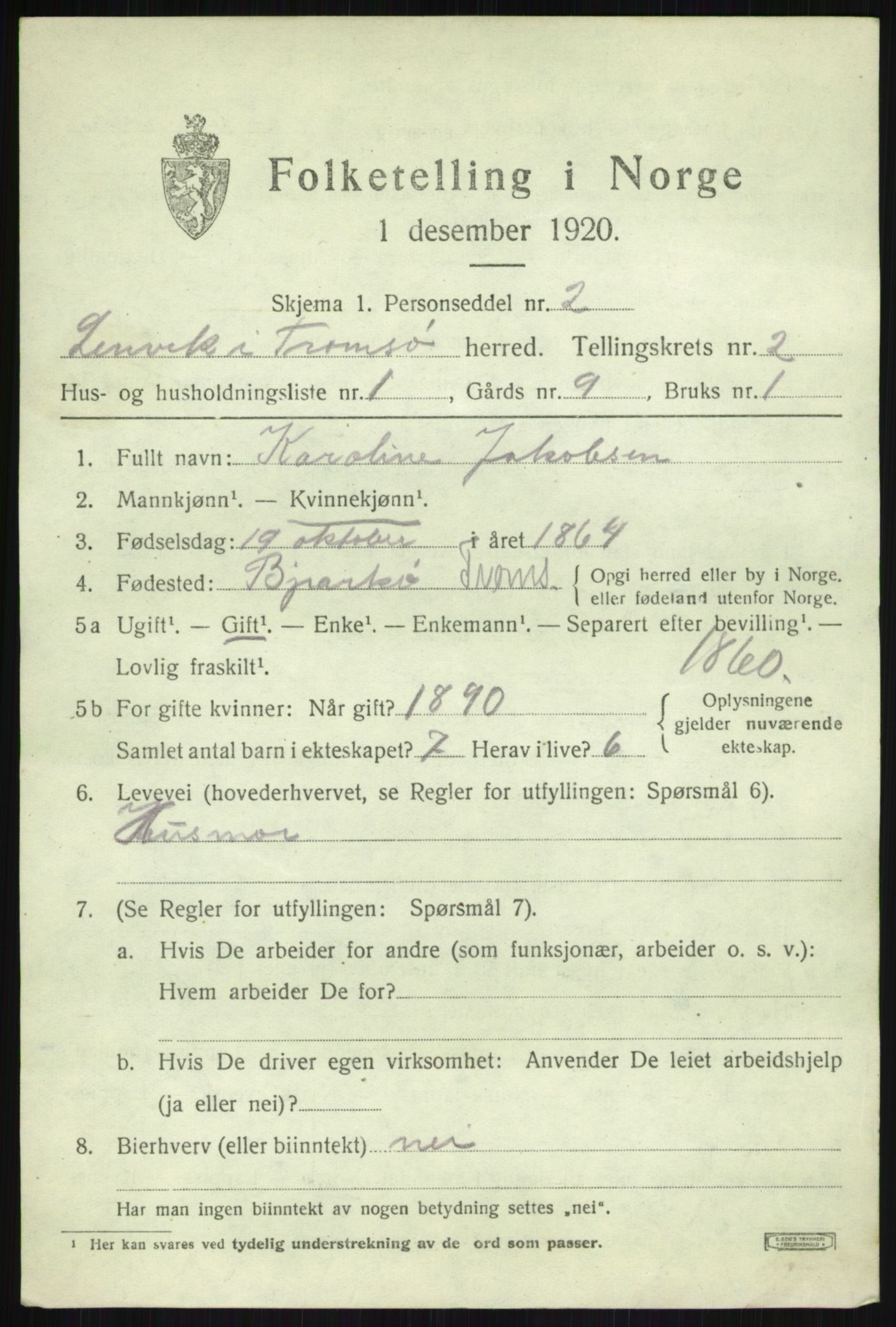 SATØ, 1920 census for Lenvik, 1920, p. 3096