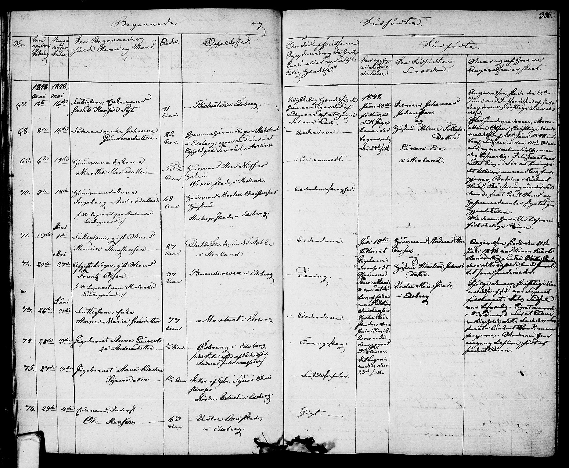 Eidsberg prestekontor Kirkebøker, AV/SAO-A-10905/F/Fa/L0008: Parish register (official) no. I 8, 1832-1848, p. 336