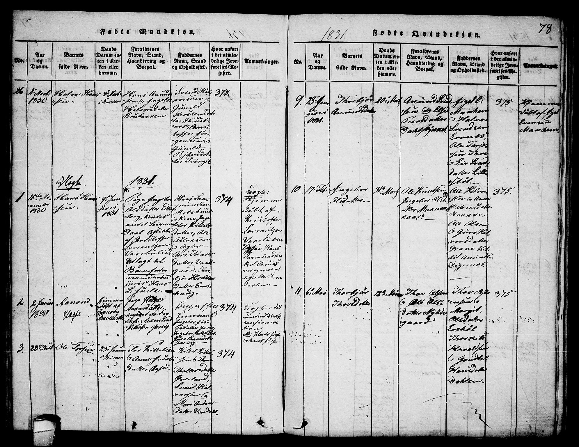 Seljord kirkebøker, AV/SAKO-A-20/F/Fa/L0010: Parish register (official) no. I 10, 1815-1831, p. 78