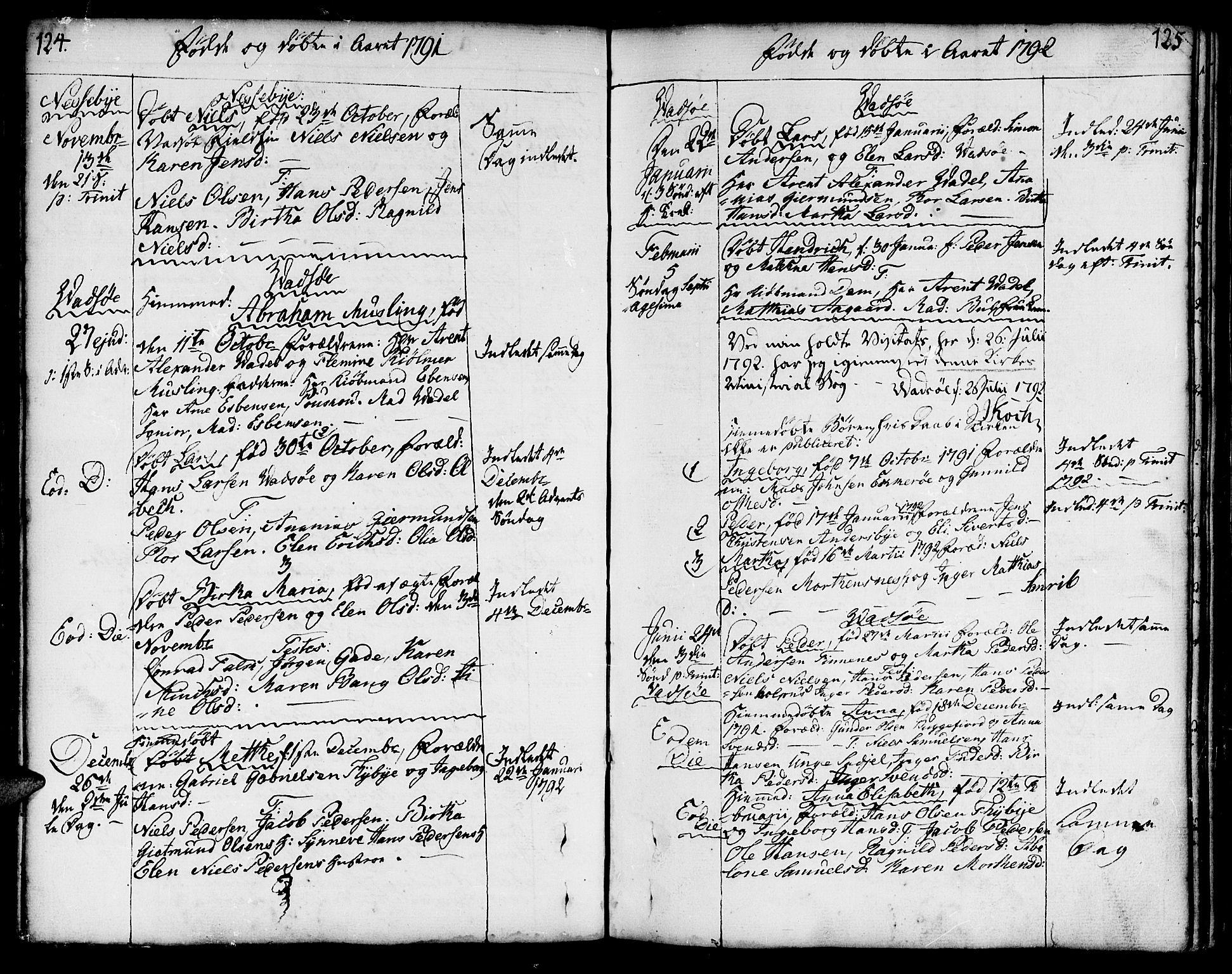 Vadsø sokneprestkontor, AV/SATØ-S-1325/H/Ha/L0002kirke: Parish register (official) no. 2, 1764-1821, p. 124-125