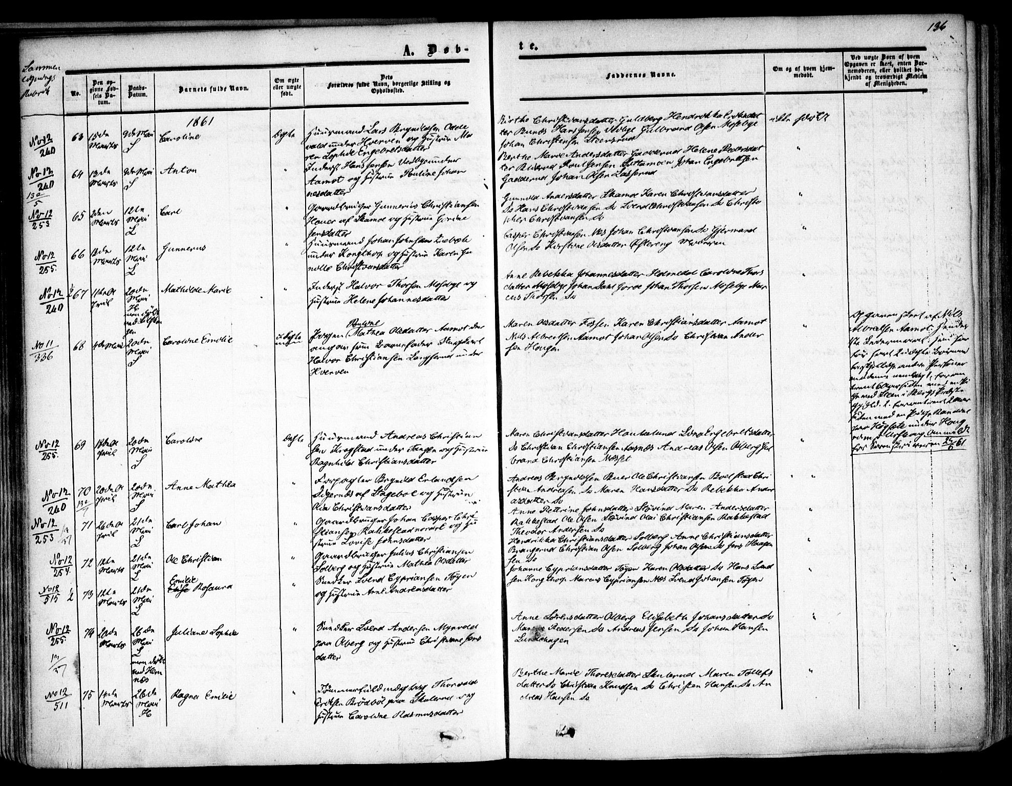 Høland prestekontor Kirkebøker, AV/SAO-A-10346a/F/Fa/L0010: Parish register (official) no. I 10, 1854-1861, p. 136