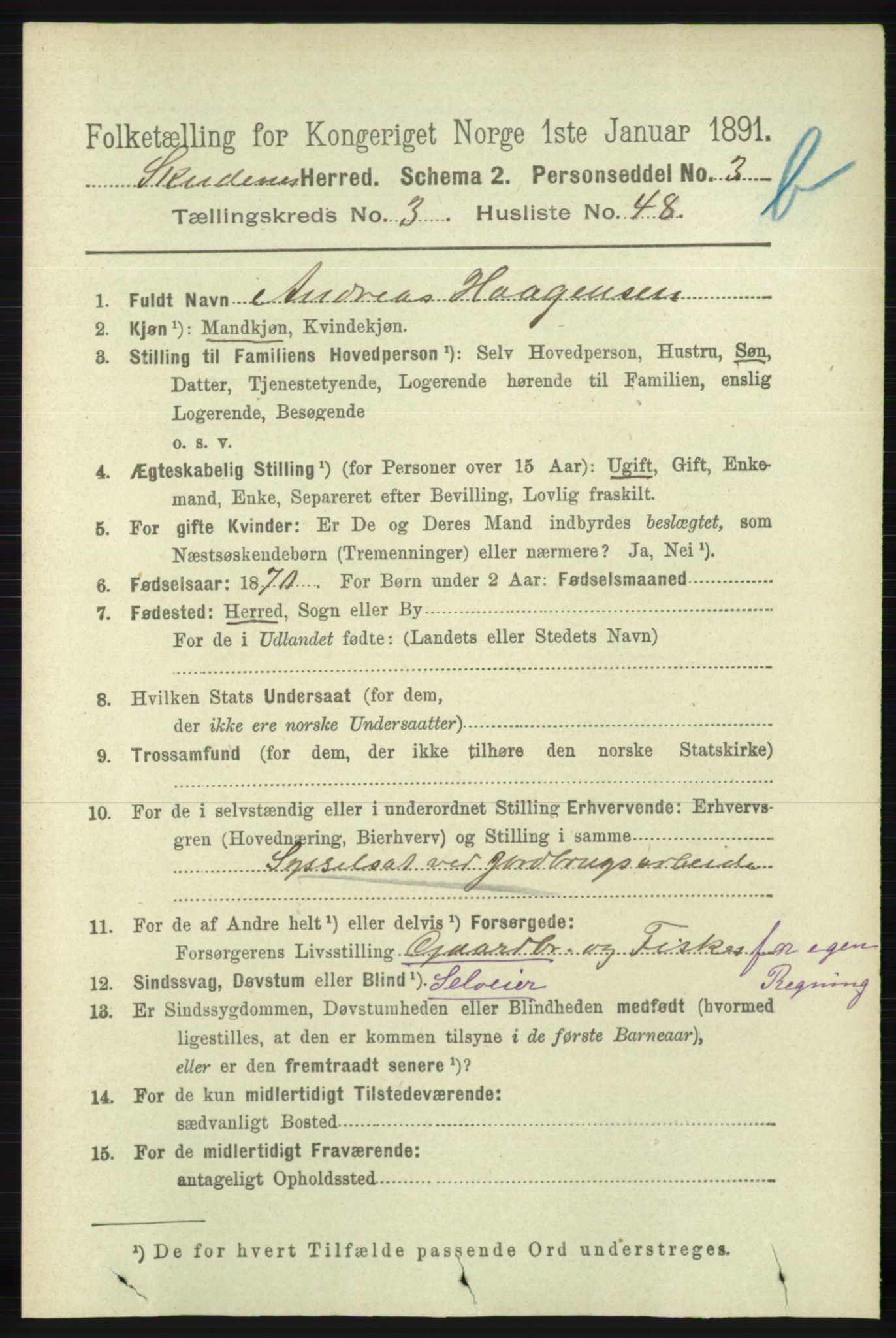 RA, 1891 census for 1150 Skudenes, 1891, p. 4249