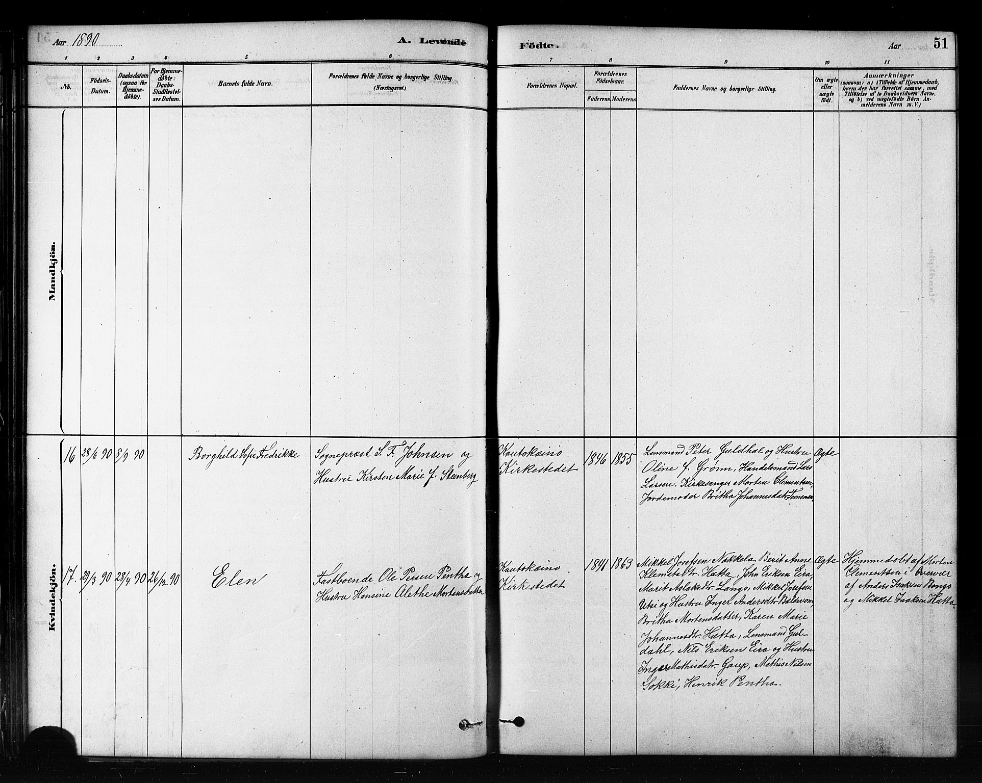 Kautokeino sokneprestembete, AV/SATØ-S-1340/H/Hb/L0002.klokk: Parish register (copy) no. 2, 1877-1896, p. 51