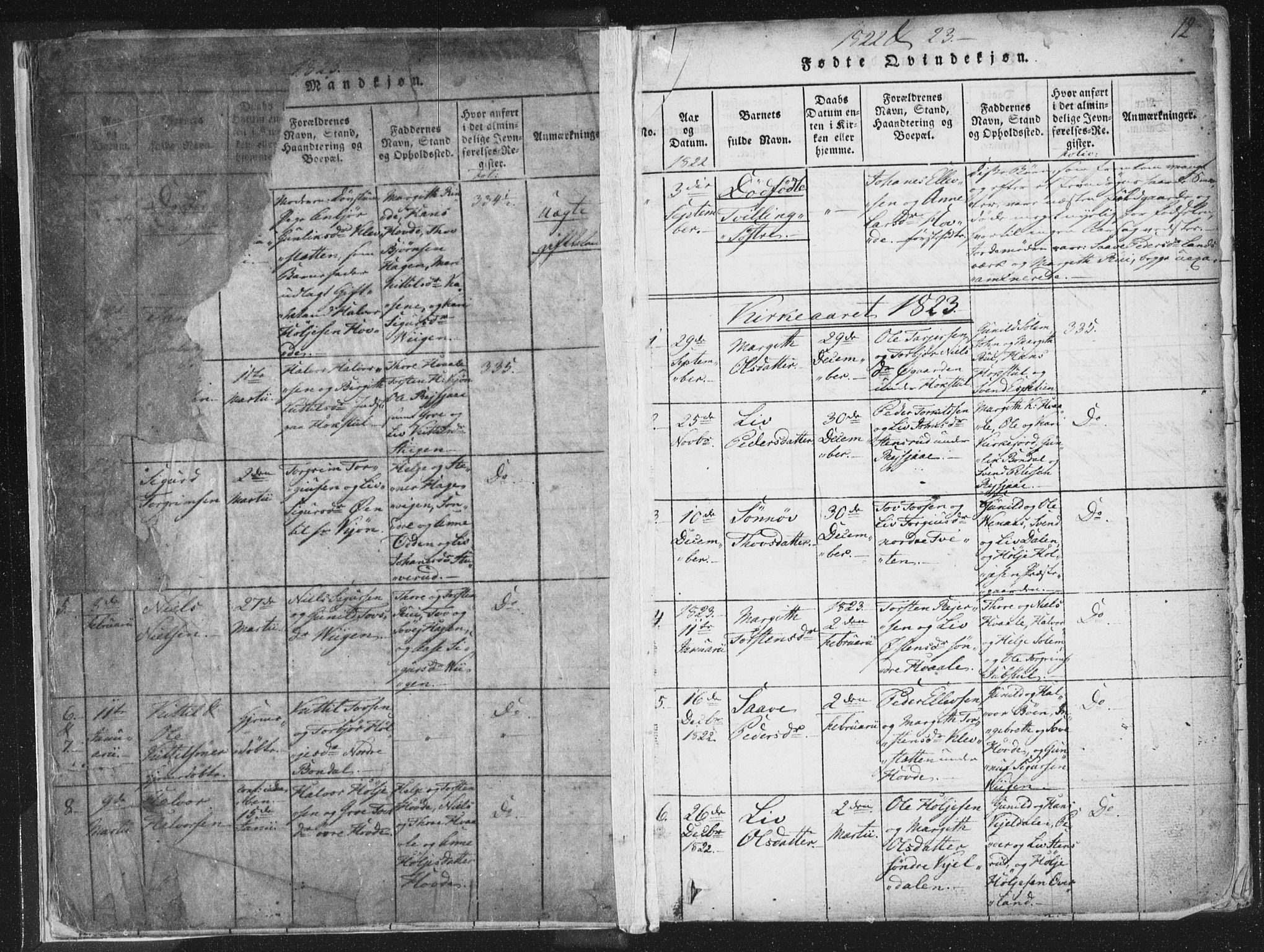 Hjartdal kirkebøker, AV/SAKO-A-270/F/Fc/L0001: Parish register (official) no. III 1, 1815-1843, p. 12