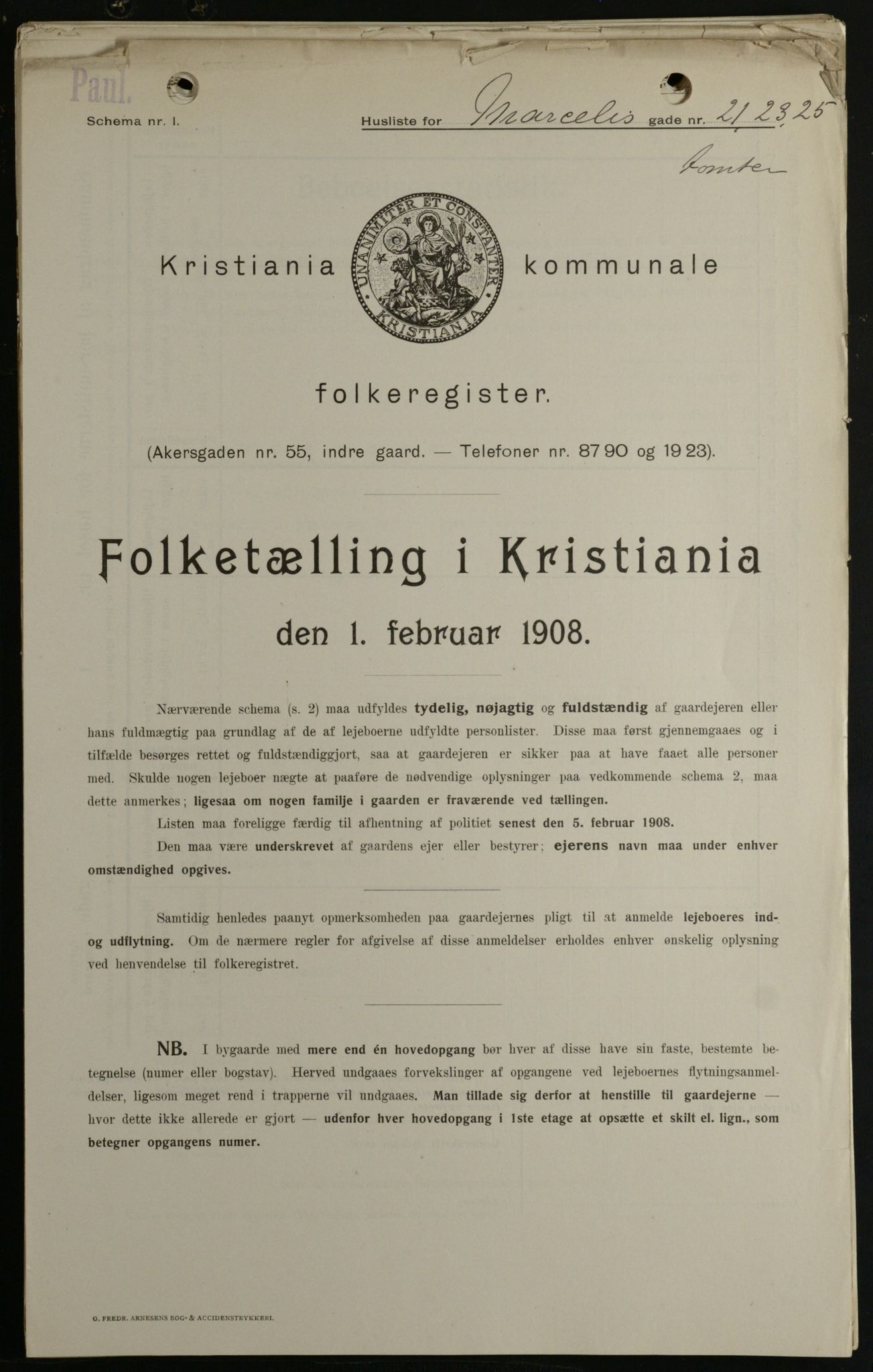 OBA, Municipal Census 1908 for Kristiania, 1908, p. 57787