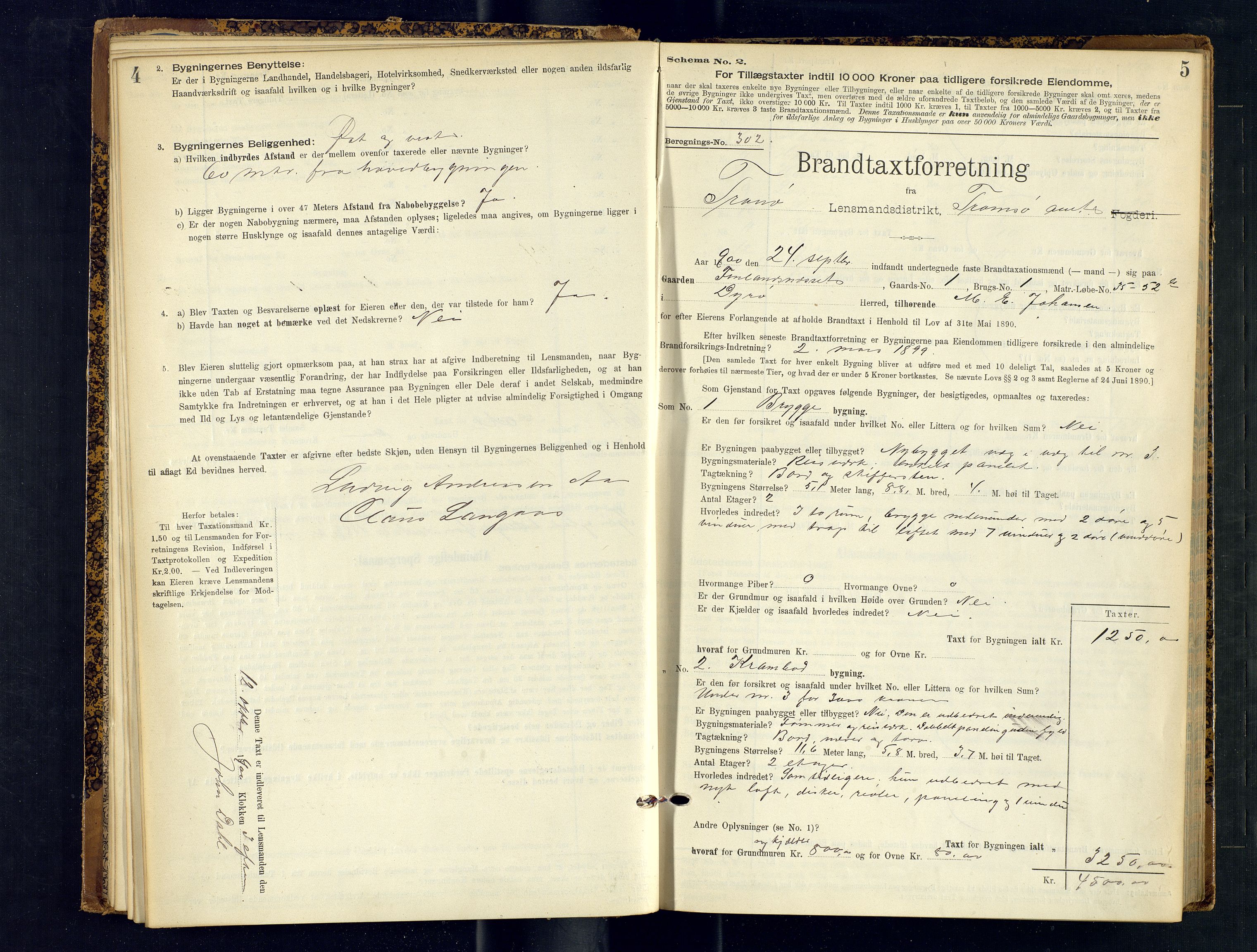 Tranøy lensmannskontor (Sørreisa lensmannskontor), AV/SATØ-SATØ-46/1/F/Fq/Fqc/L0251: Branntakstprotokoller, 1900-1904, p. 4-5