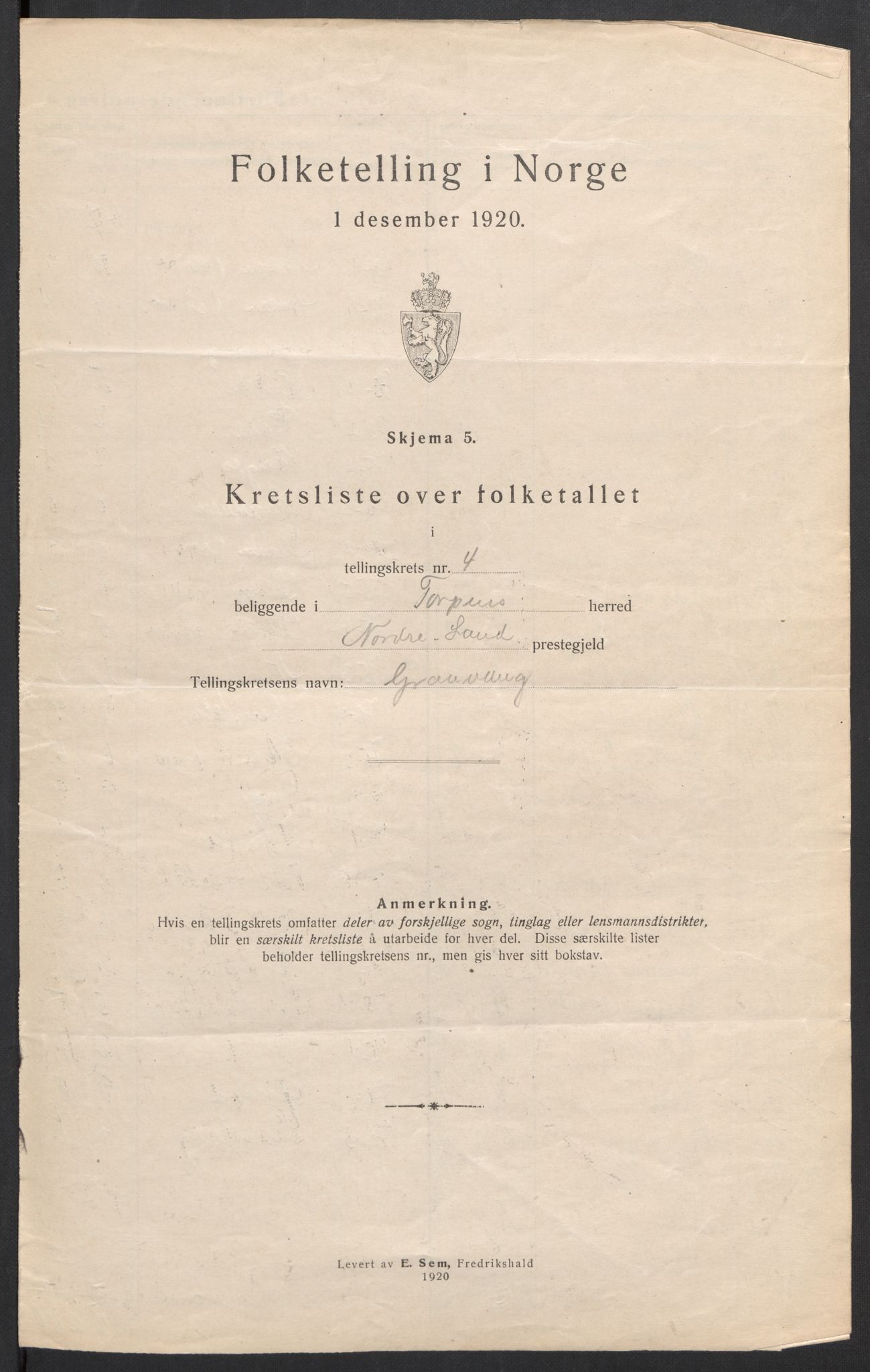 SAH, 1920 census for Torpa, 1920, p. 15