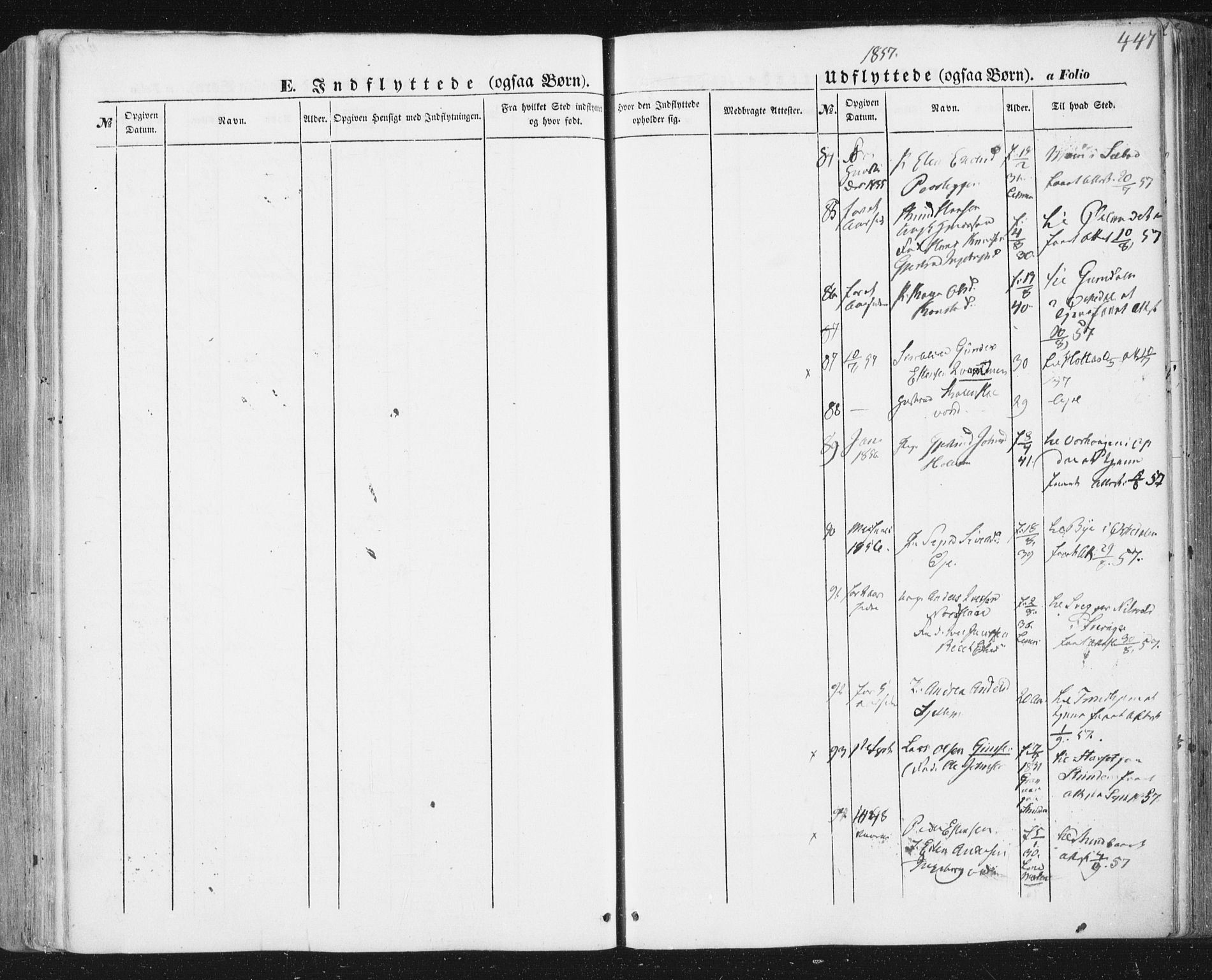 Ministerialprotokoller, klokkerbøker og fødselsregistre - Sør-Trøndelag, SAT/A-1456/691/L1076: Parish register (official) no. 691A08, 1852-1861, p. 447