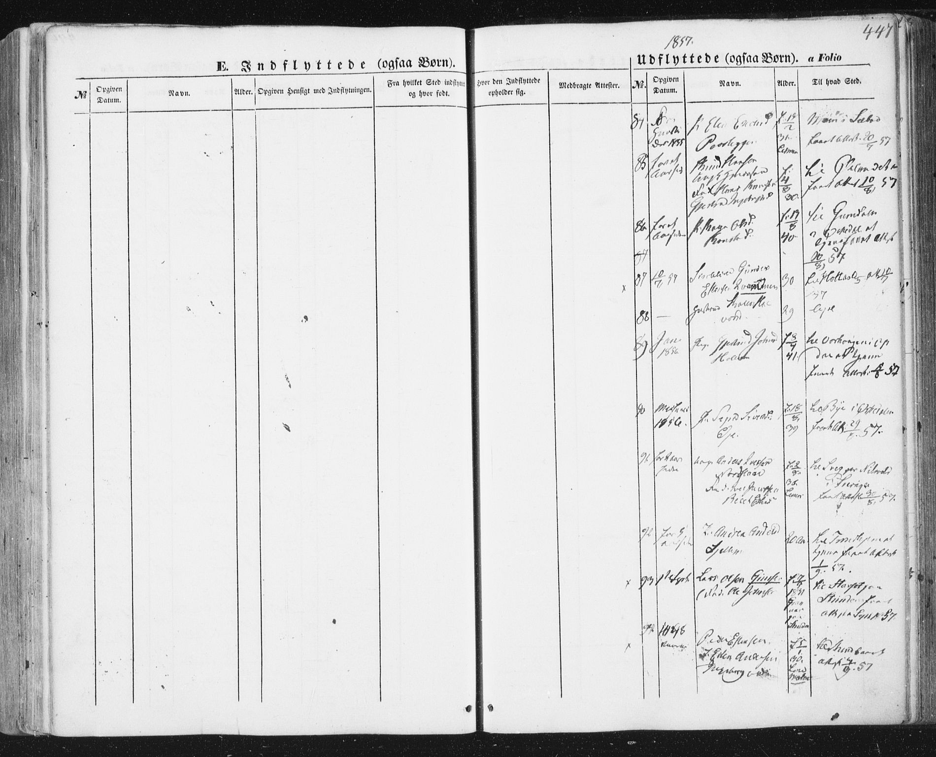 Ministerialprotokoller, klokkerbøker og fødselsregistre - Sør-Trøndelag, AV/SAT-A-1456/691/L1076: Parish register (official) no. 691A08, 1852-1861, p. 447