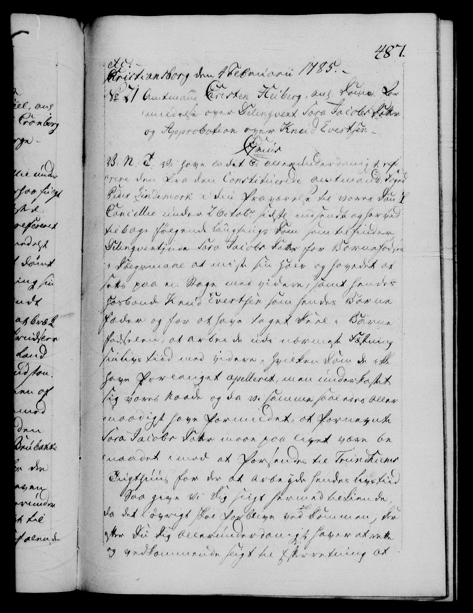 Danske Kanselli 1572-1799, AV/RA-EA-3023/F/Fc/Fca/Fcab/L0043: Norske tegnelser, 1782-1786, p. 487a
